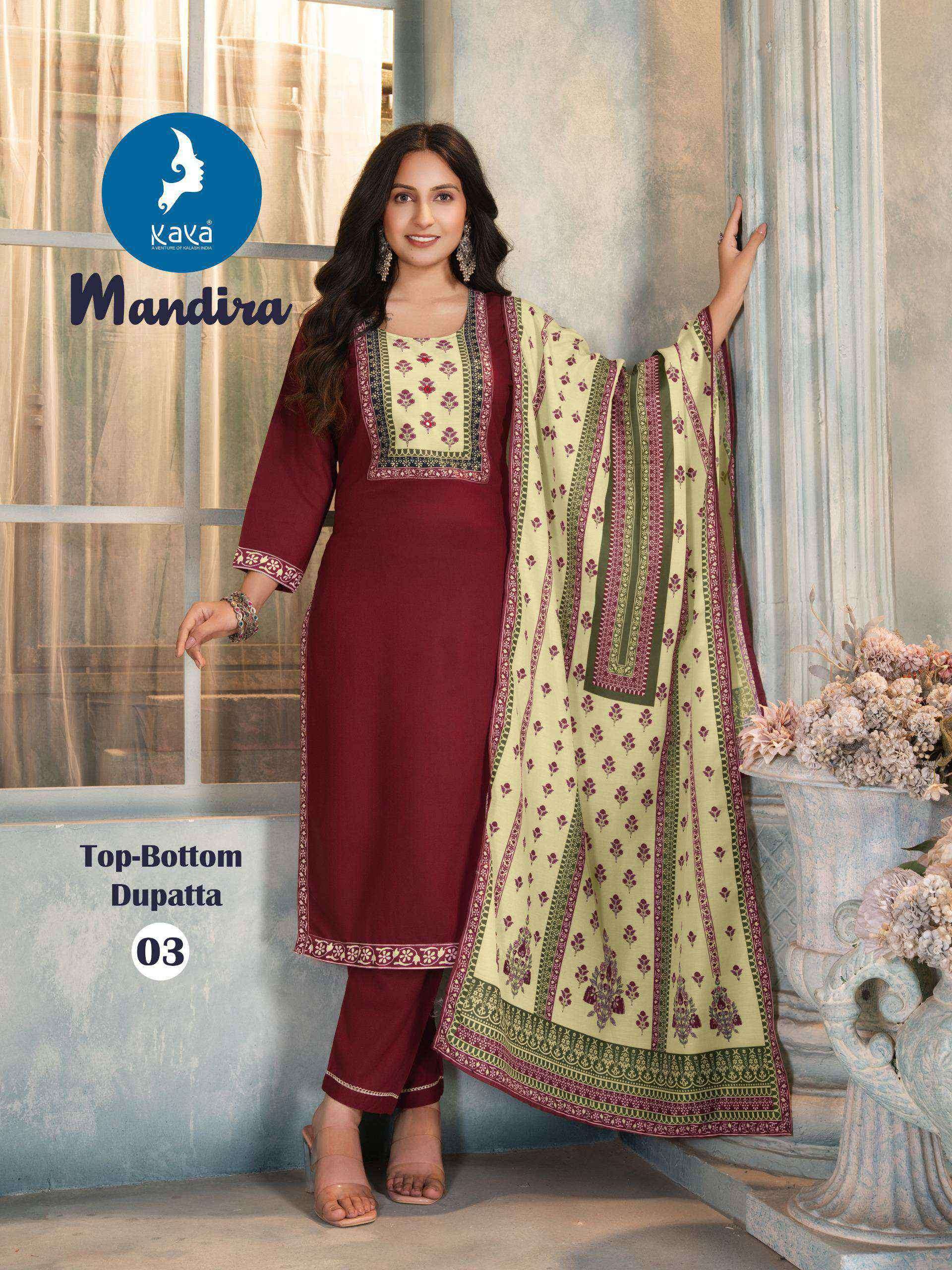 mandira by kaya colors latest designer party wear kurti with dupatta set supplier surat