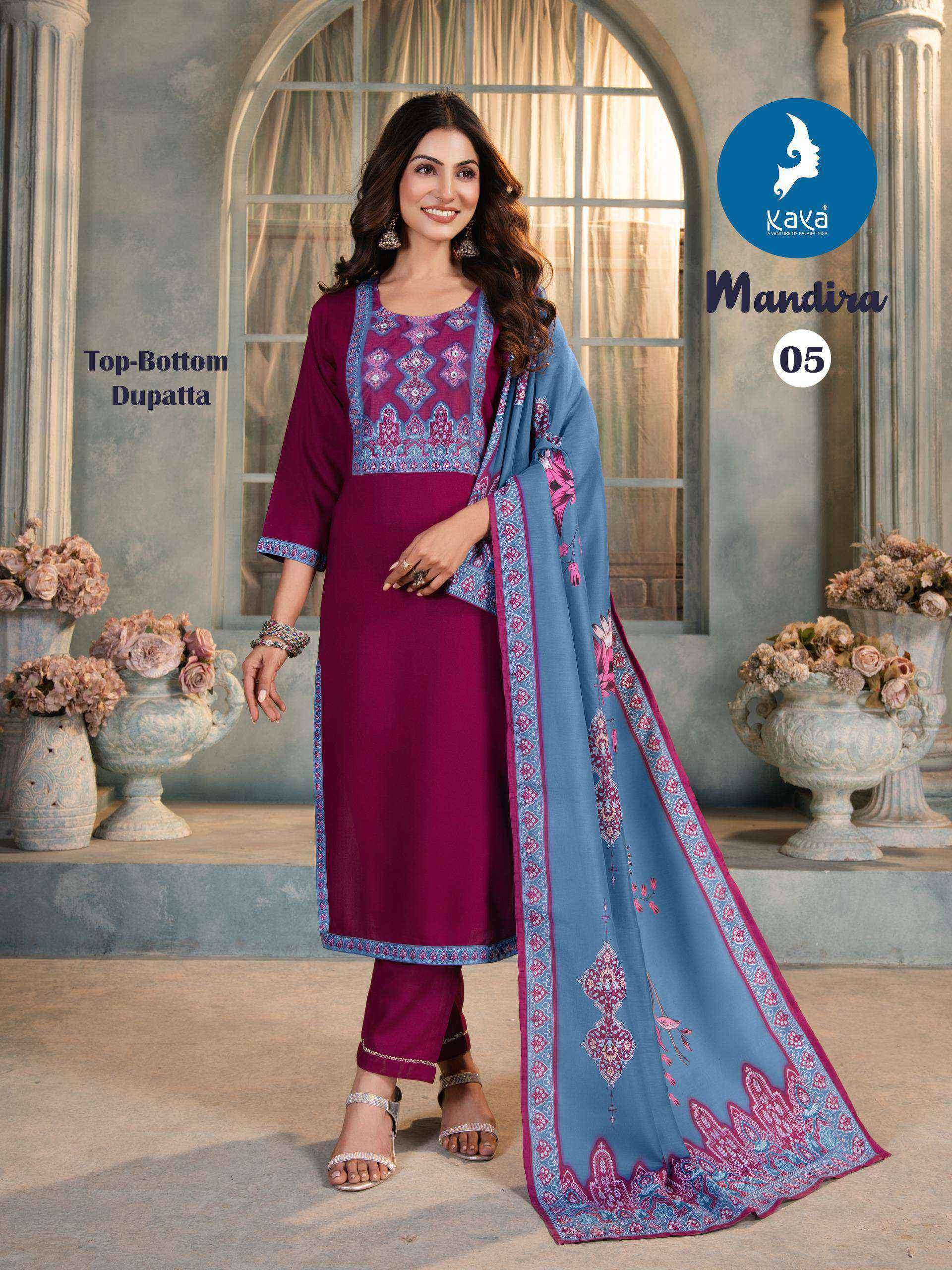 mandira by kaya colors latest designer party wear kurti with dupatta set supplier surat