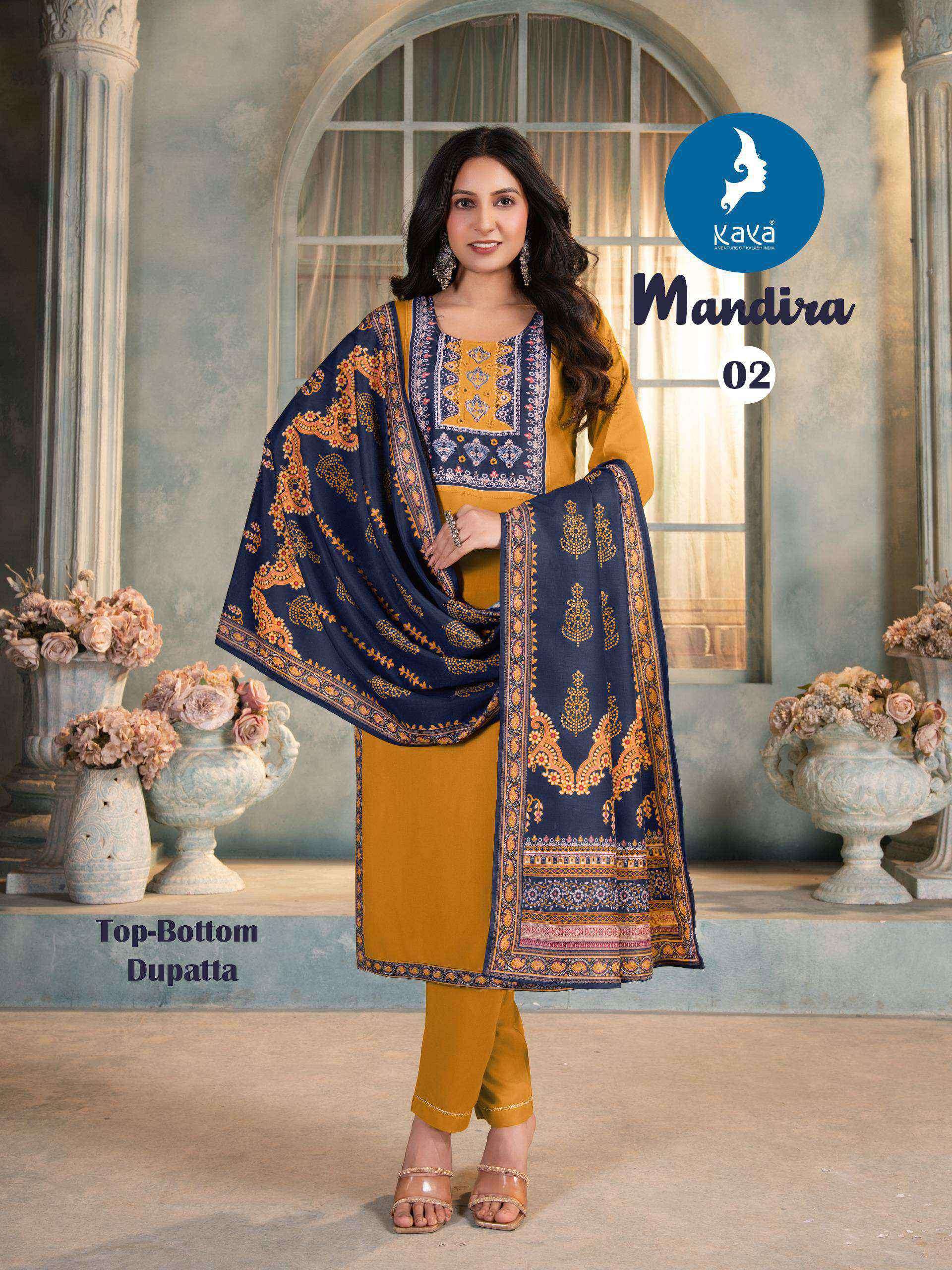 mandira by kaya colors latest designer party wear kurti with dupatta set supplier surat