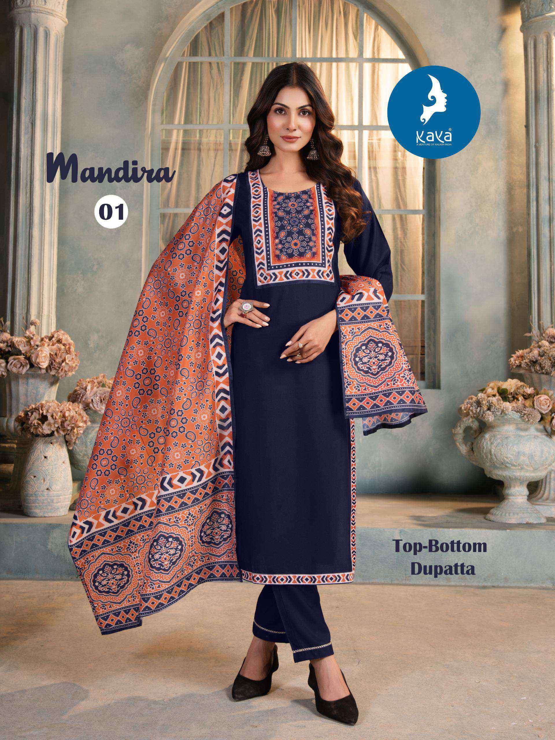 mandira by kaya colors latest designer party wear kurti with dupatta set supplier surat