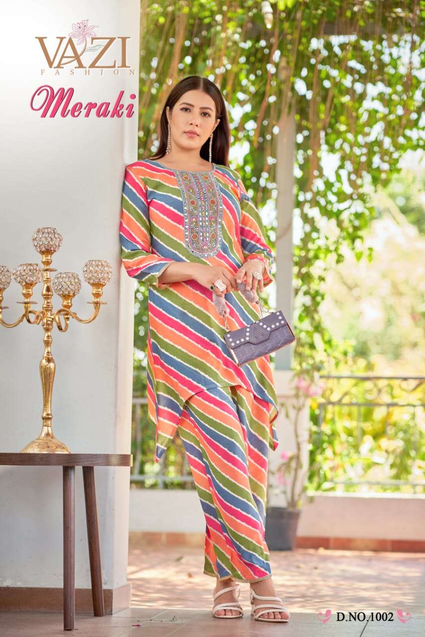 meraki by vazi fashion colors latest designer party wear combo set kurti supplier surat
