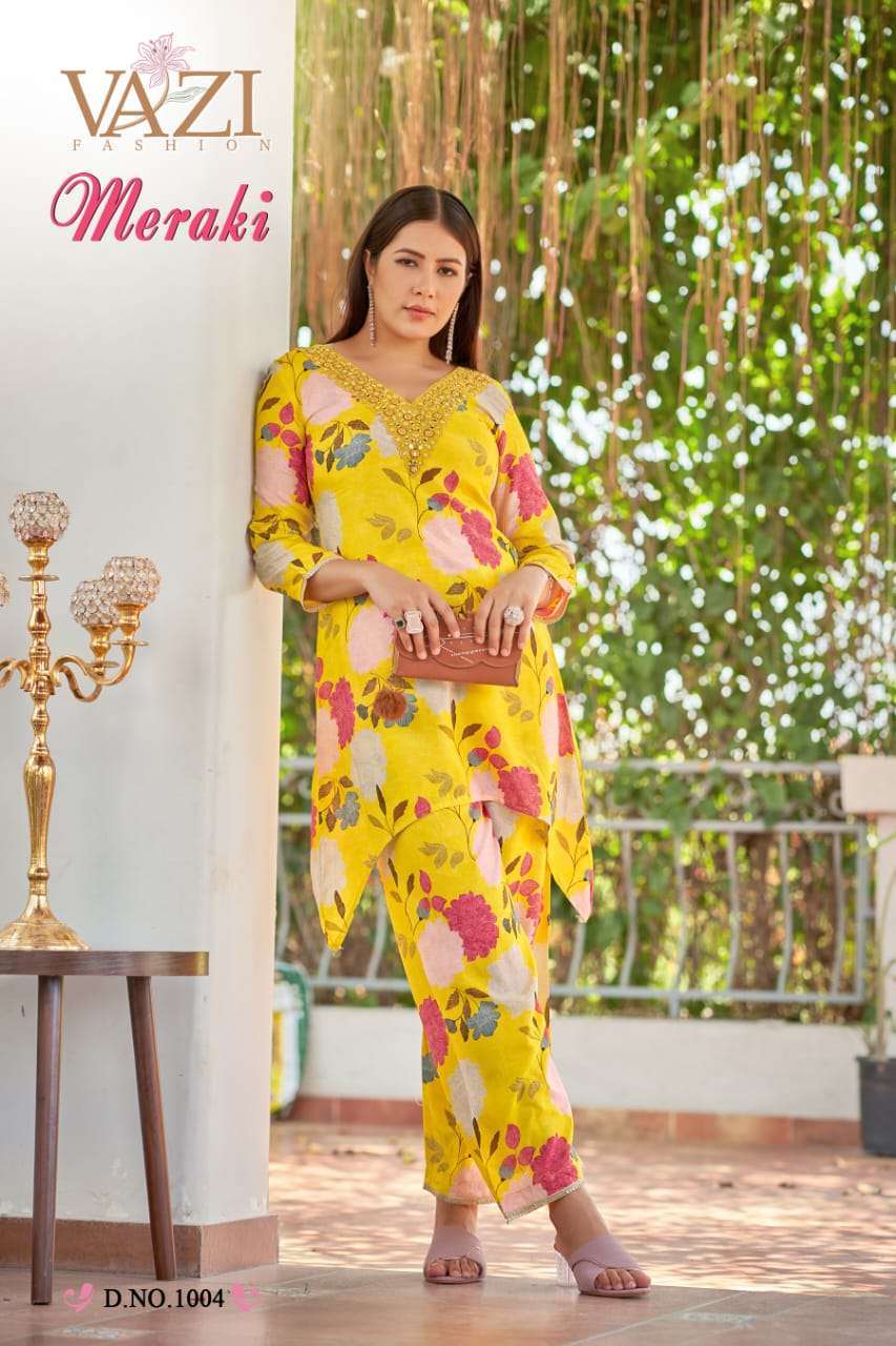 meraki by vazi fashion colors latest designer party wear combo set kurti supplier surat