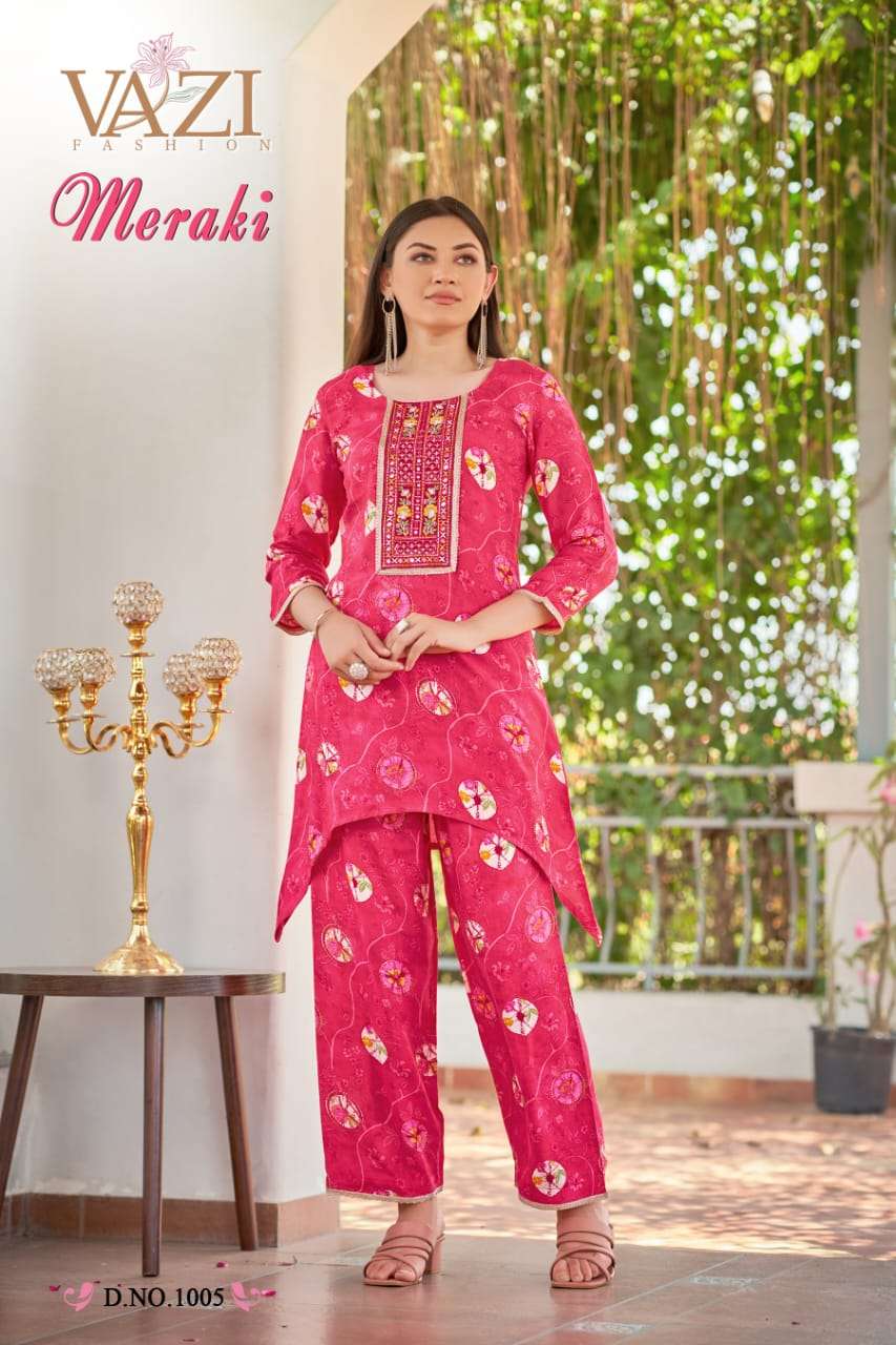 meraki by vazi fashion colors latest designer party wear combo set kurti supplier surat