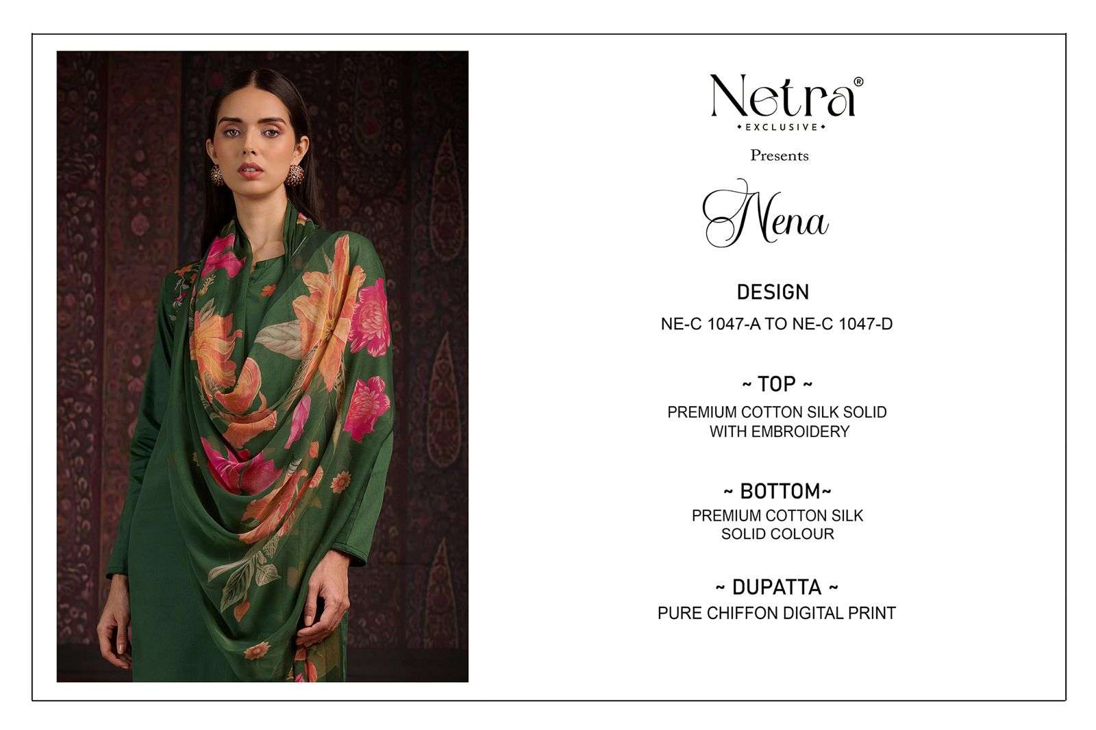 nena by netra colors latest designer party wear cotton salwar suit collection surat