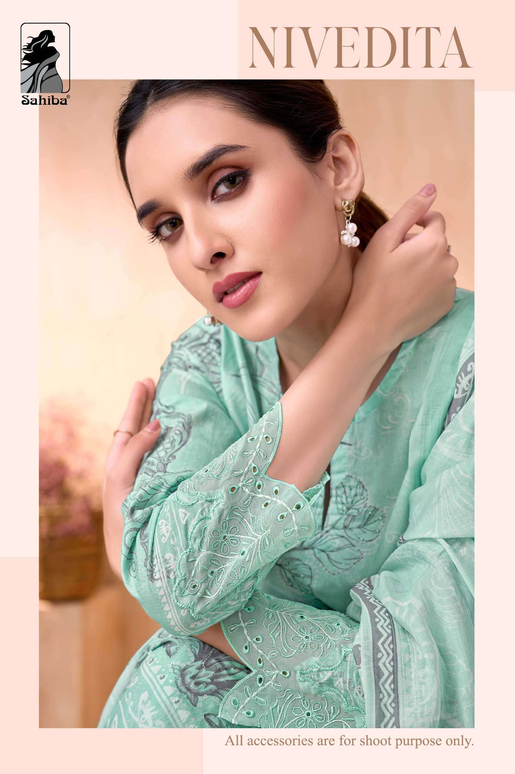 nivedita by sahiba colors fancy embroidery patch work with khatli work cotton salwar suit collection surat