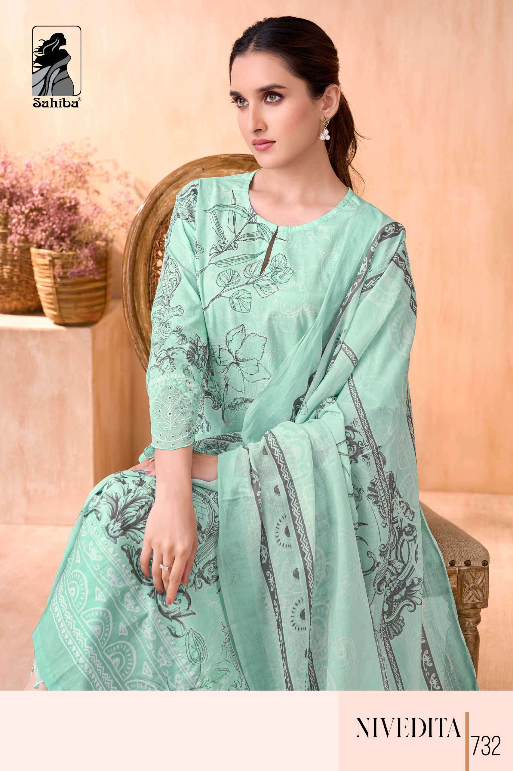 nivedita by sahiba colors fancy embroidery patch work with khatli work cotton salwar suit collection surat