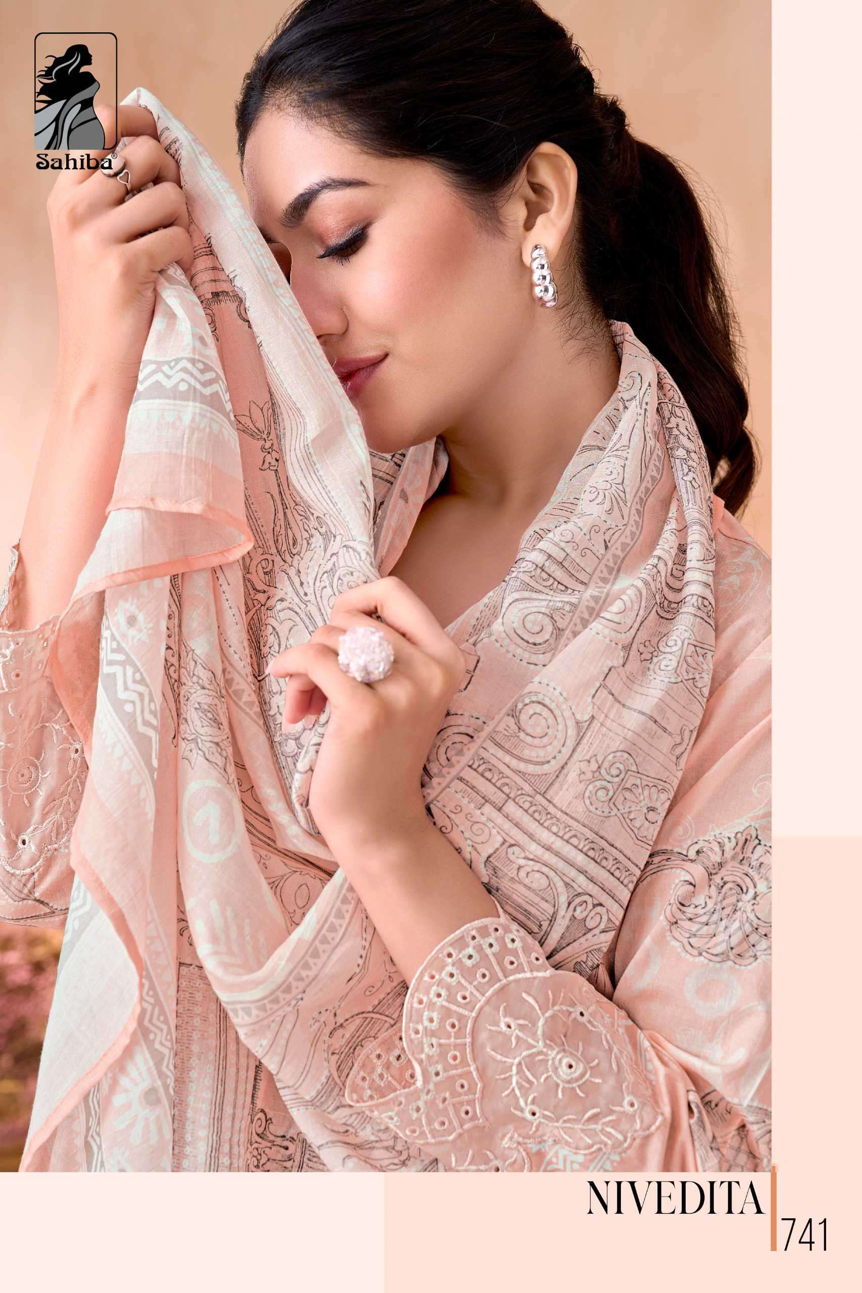 nivedita by sahiba colors fancy embroidery patch work with khatli work cotton salwar suit collection surat