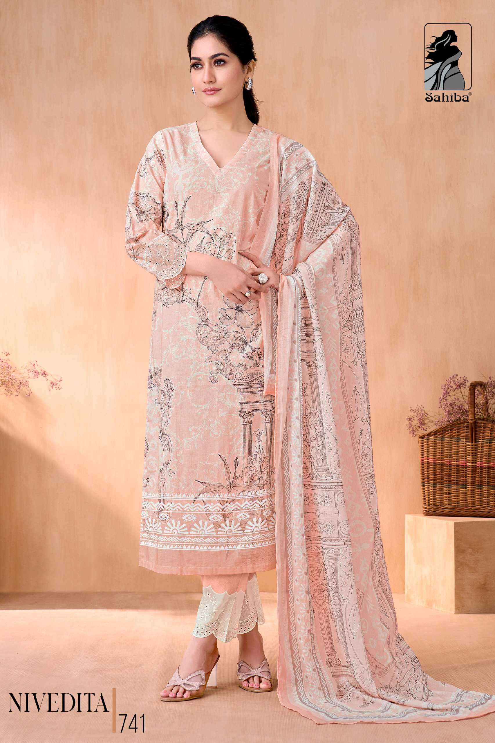 nivedita by sahiba colors fancy embroidery patch work with khatli work cotton salwar suit collection surat