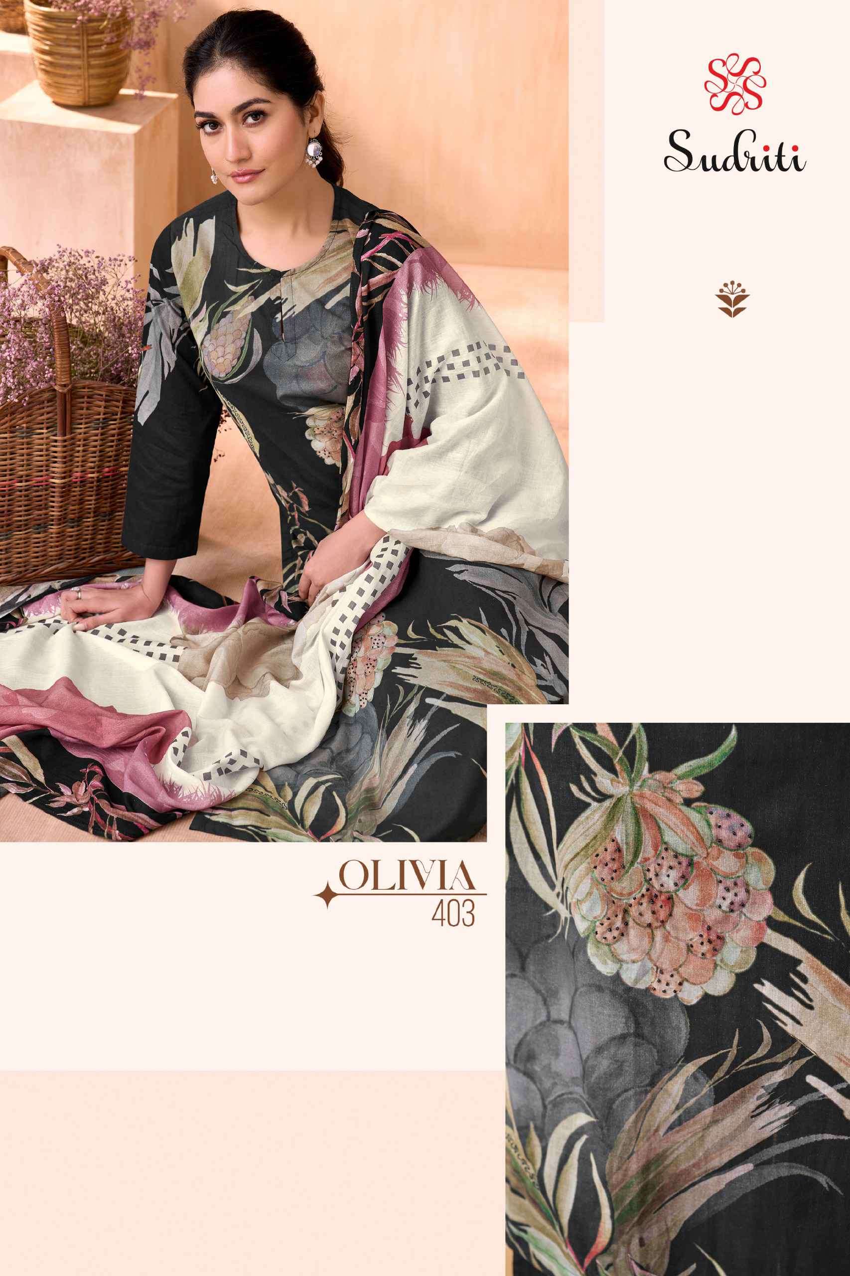olivia by sudriti colors latest designer casual wear lawn cotton printed suit supplier 