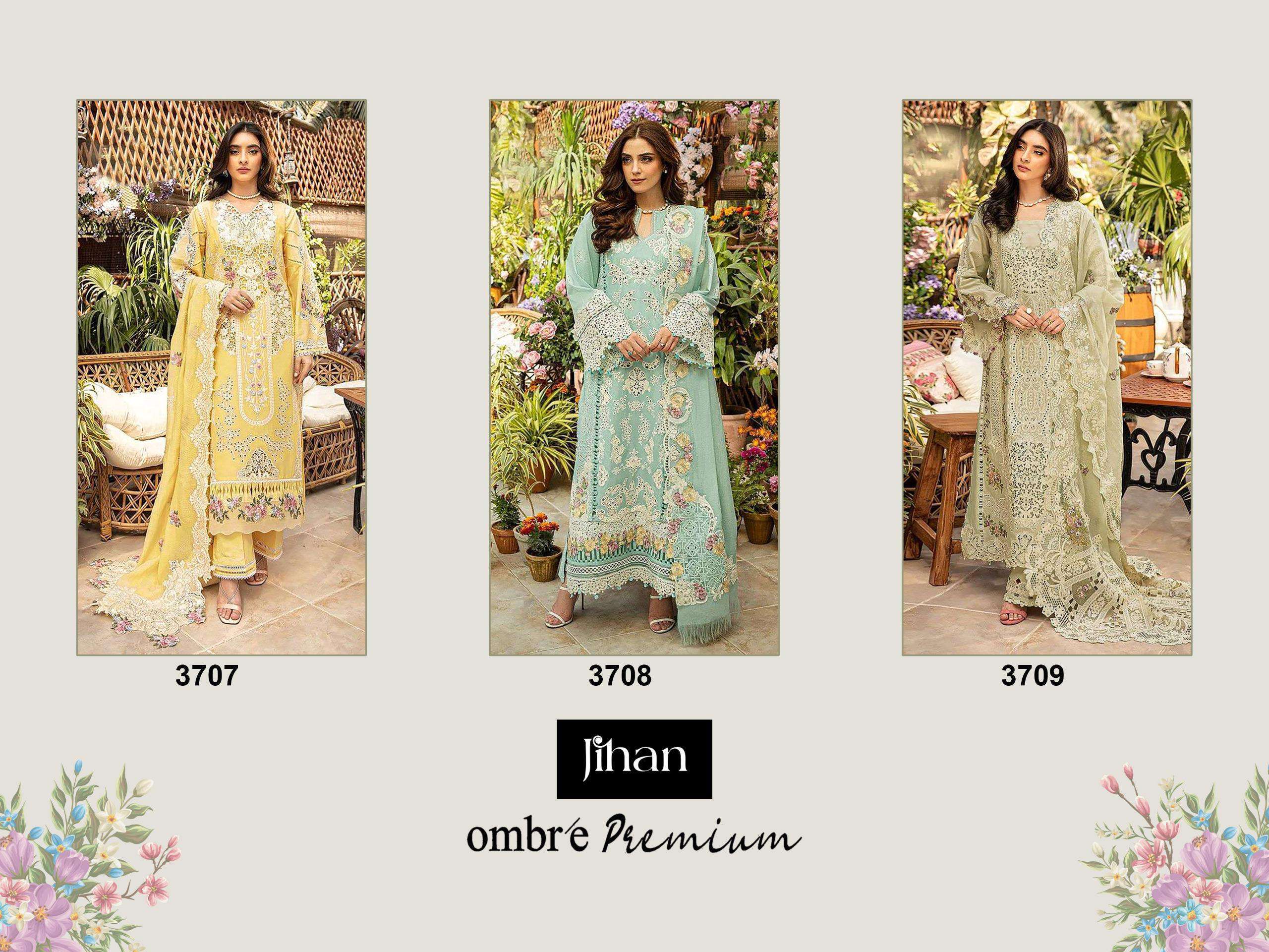 ombre premium by jihan colors cotton self embroidered salwar suit supplier 