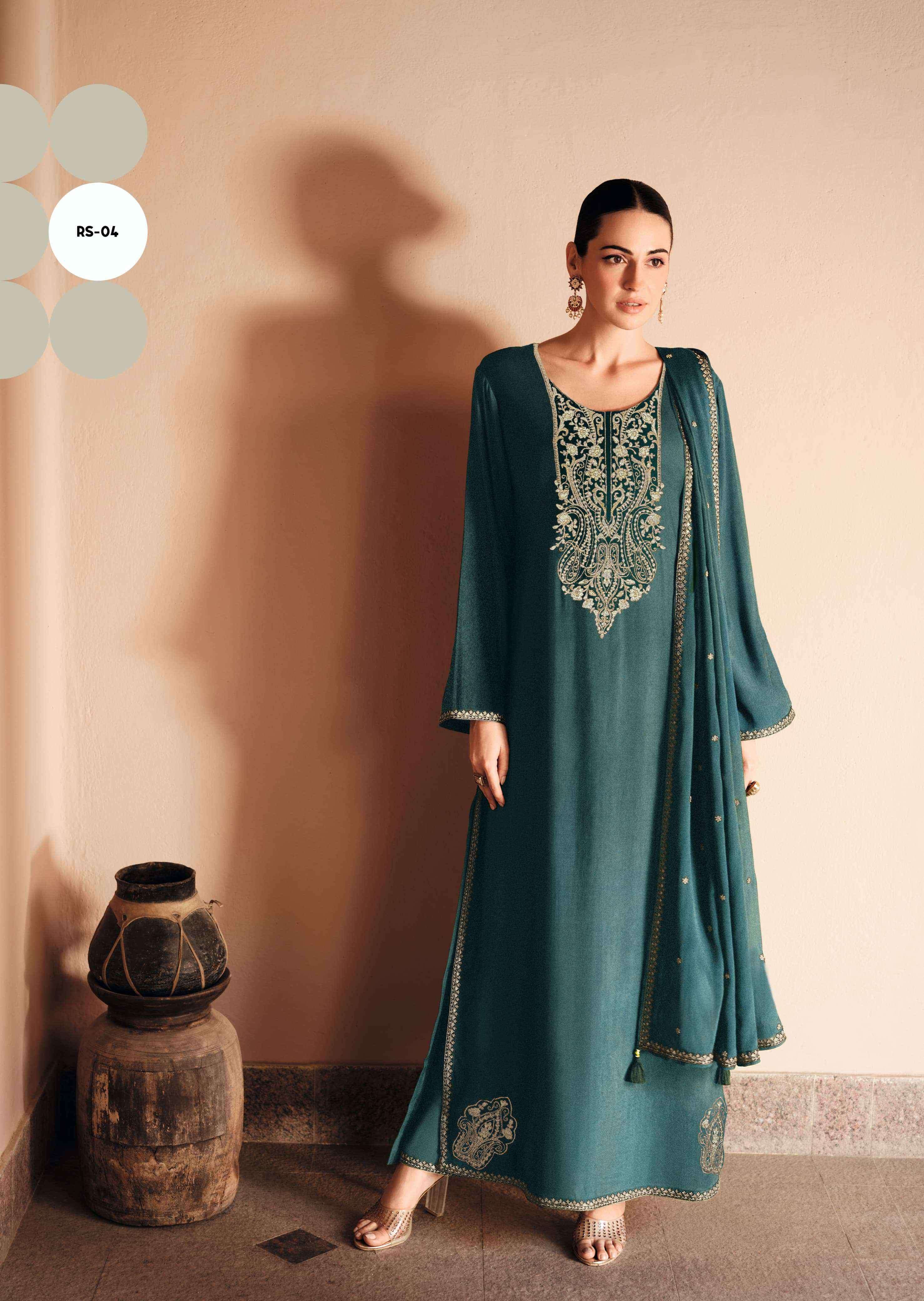 resha by varshaa colors exclusive embroidery work tissue salwar kameez dealer surat