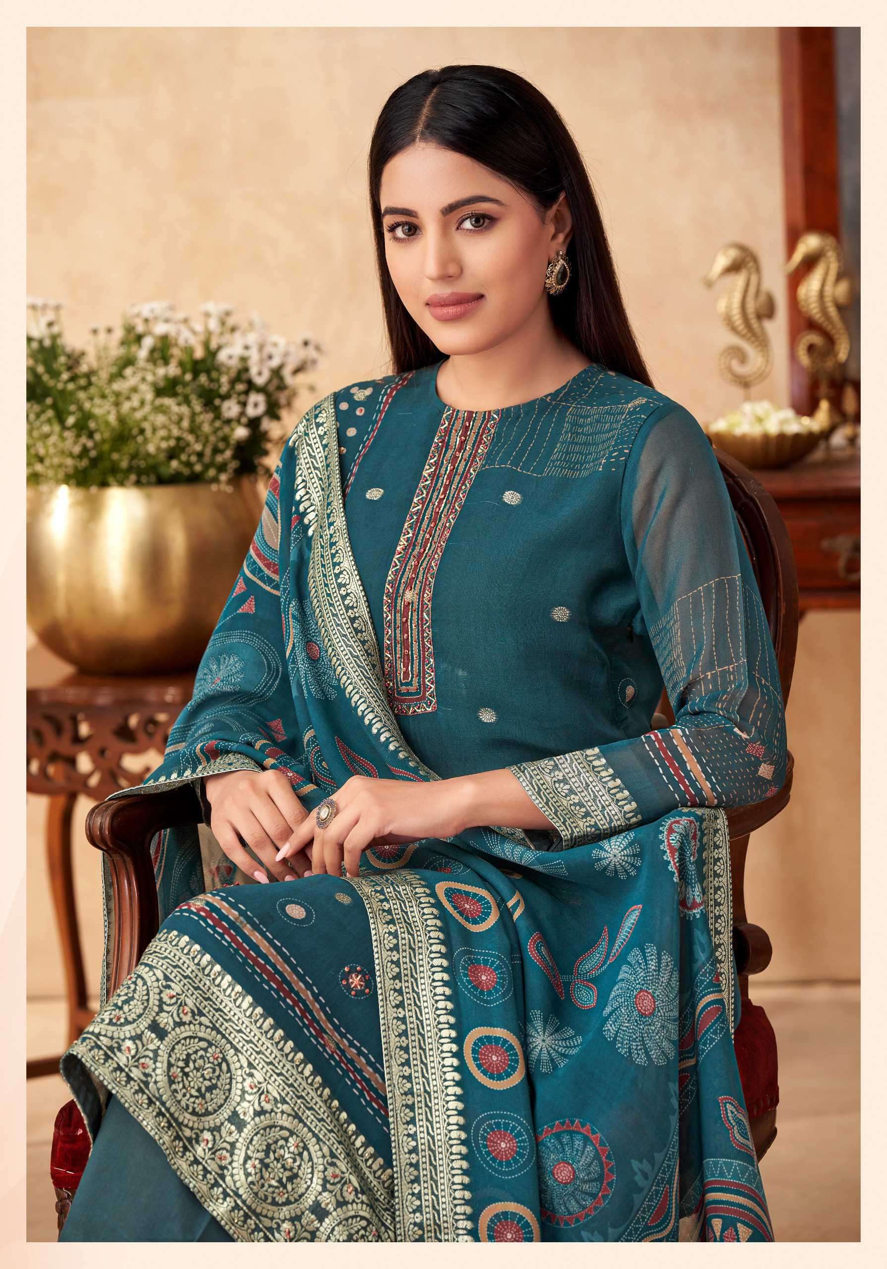 ritika by t&m colors latest handwork designer organza suit wholesaler surat