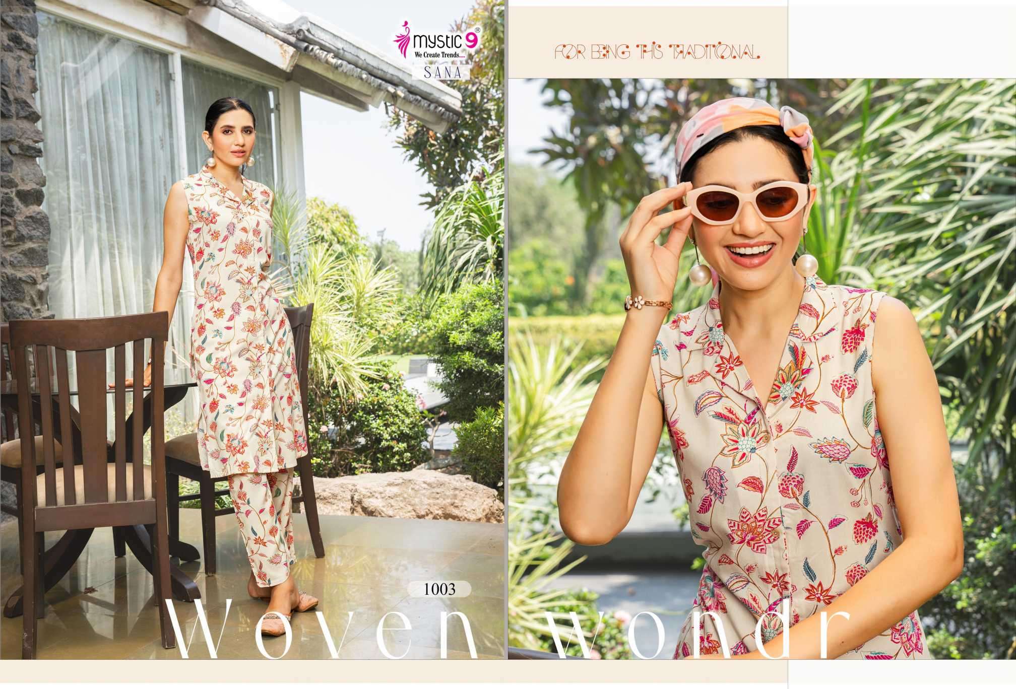 sana vol-1 by mystic 9 colors rayon foil printed designer cord set online dealer surat