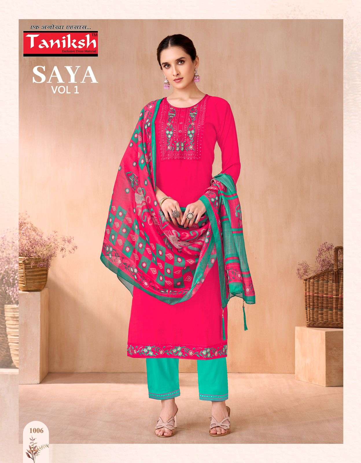saya vol-1 by taniksh colors latest designer with embroidered reaymade catalogue surat