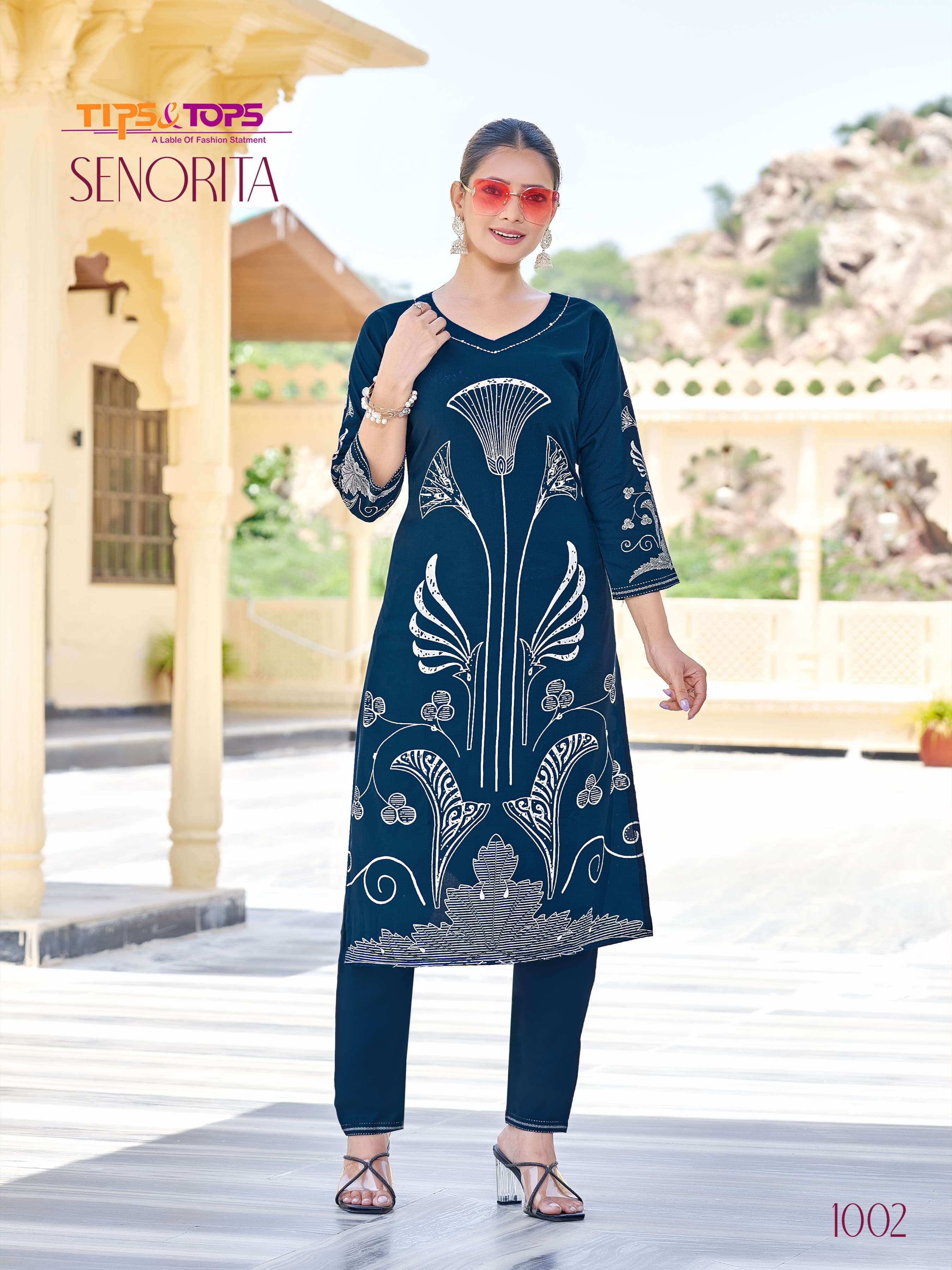 senorita by tips and tops casual wear readymade rayon cord set wholesale dealer surat