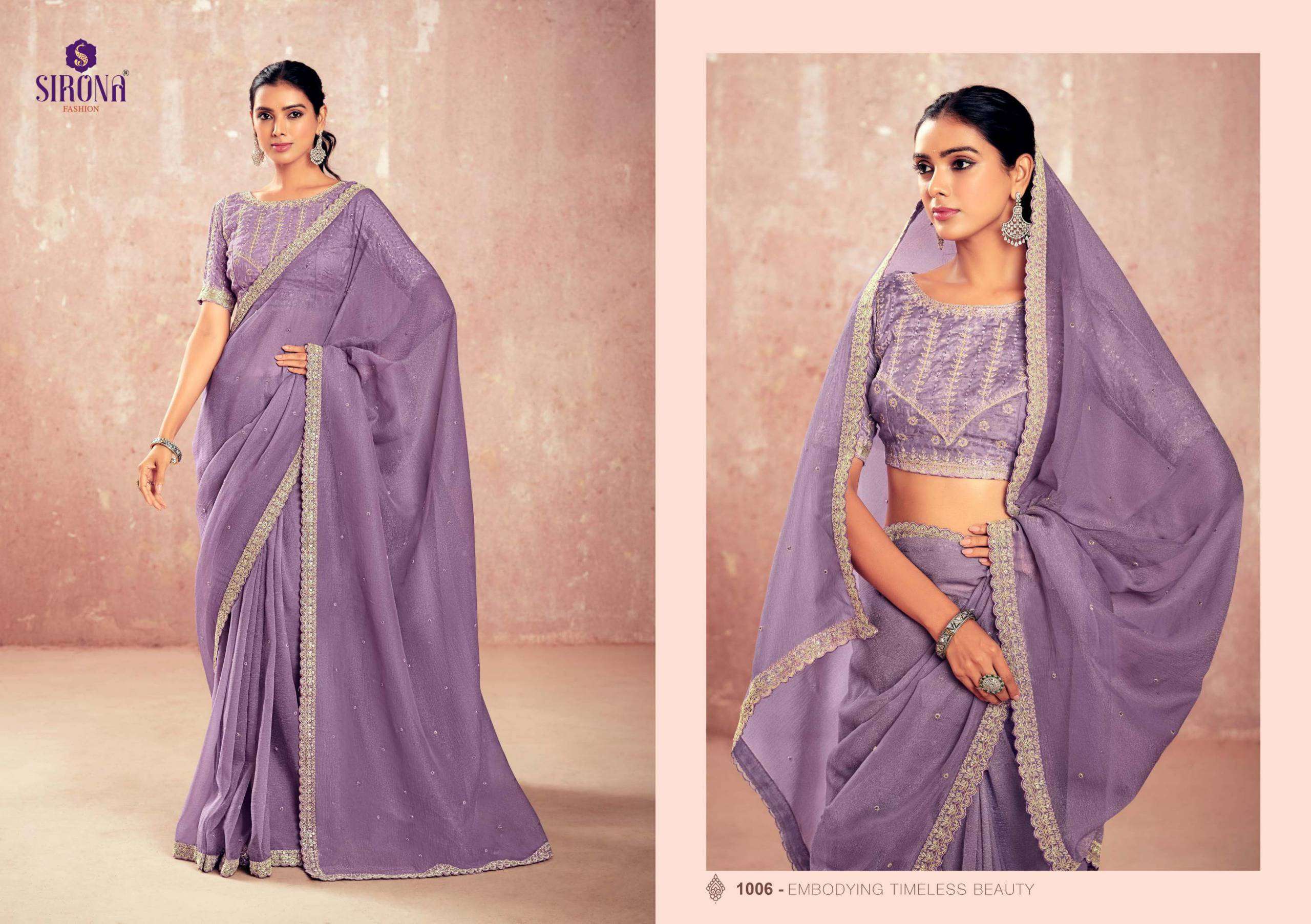 shamika by sirona fashion colors designer party wear chiffon saree supplier surat