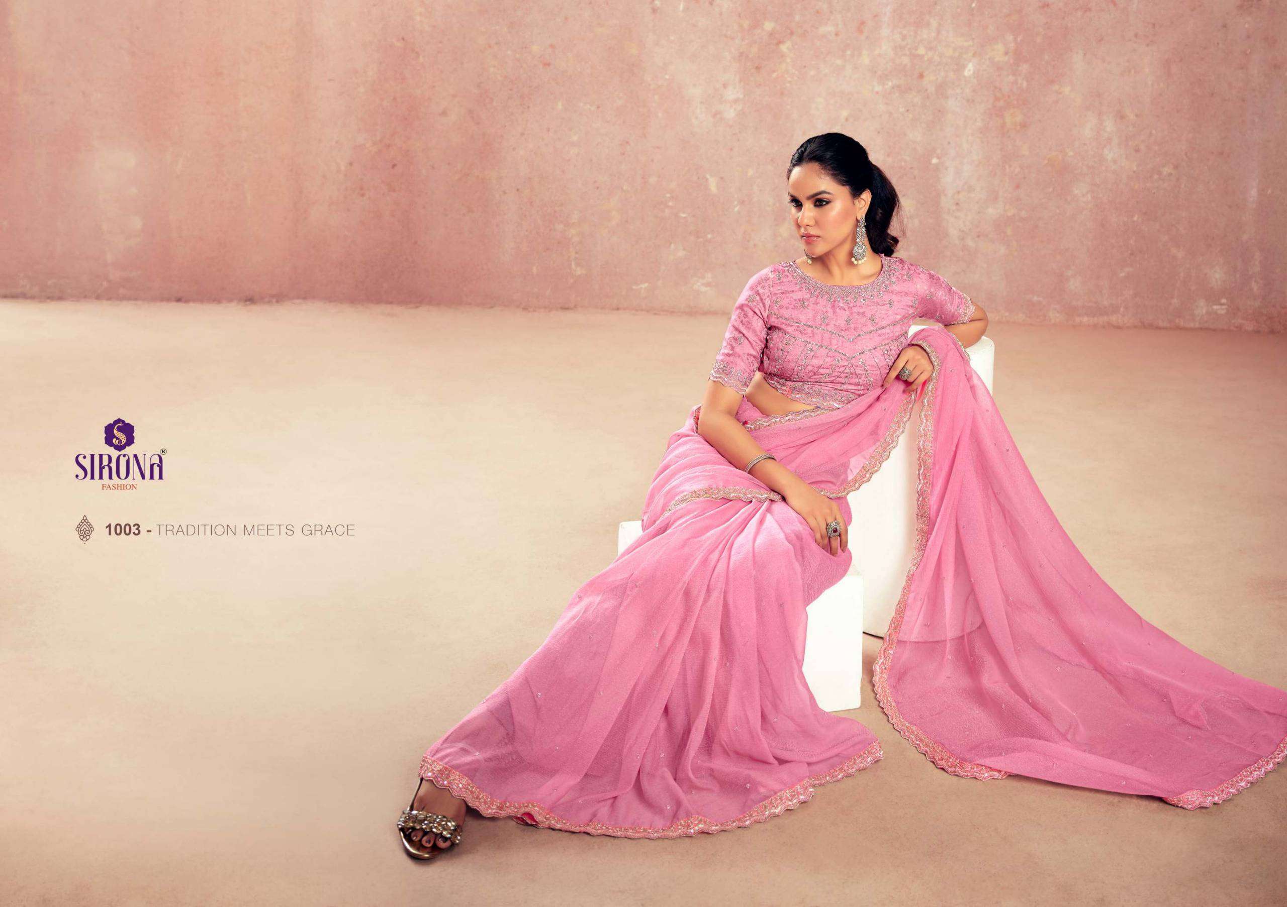 shamika by sirona fashion colors designer party wear chiffon saree supplier surat
