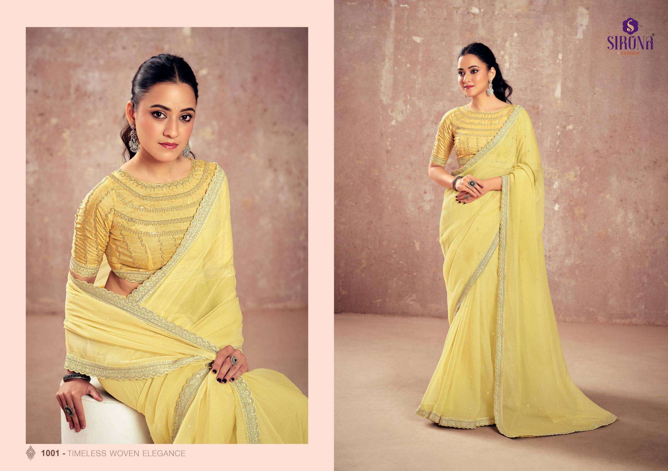 shamika by sirona fashion colors designer party wear chiffon saree supplier surat
