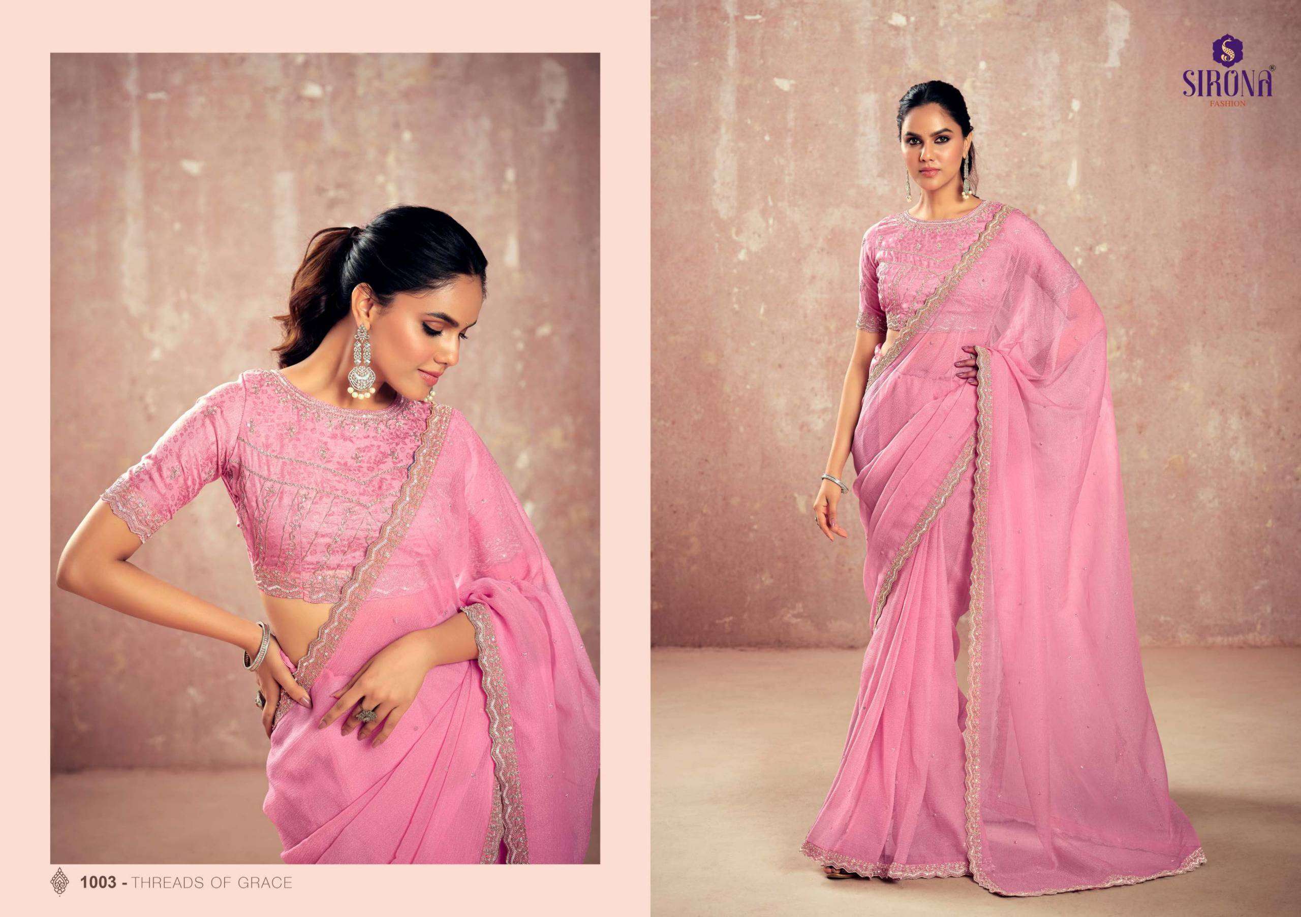 shamika by sirona fashion colors designer party wear chiffon saree supplier surat