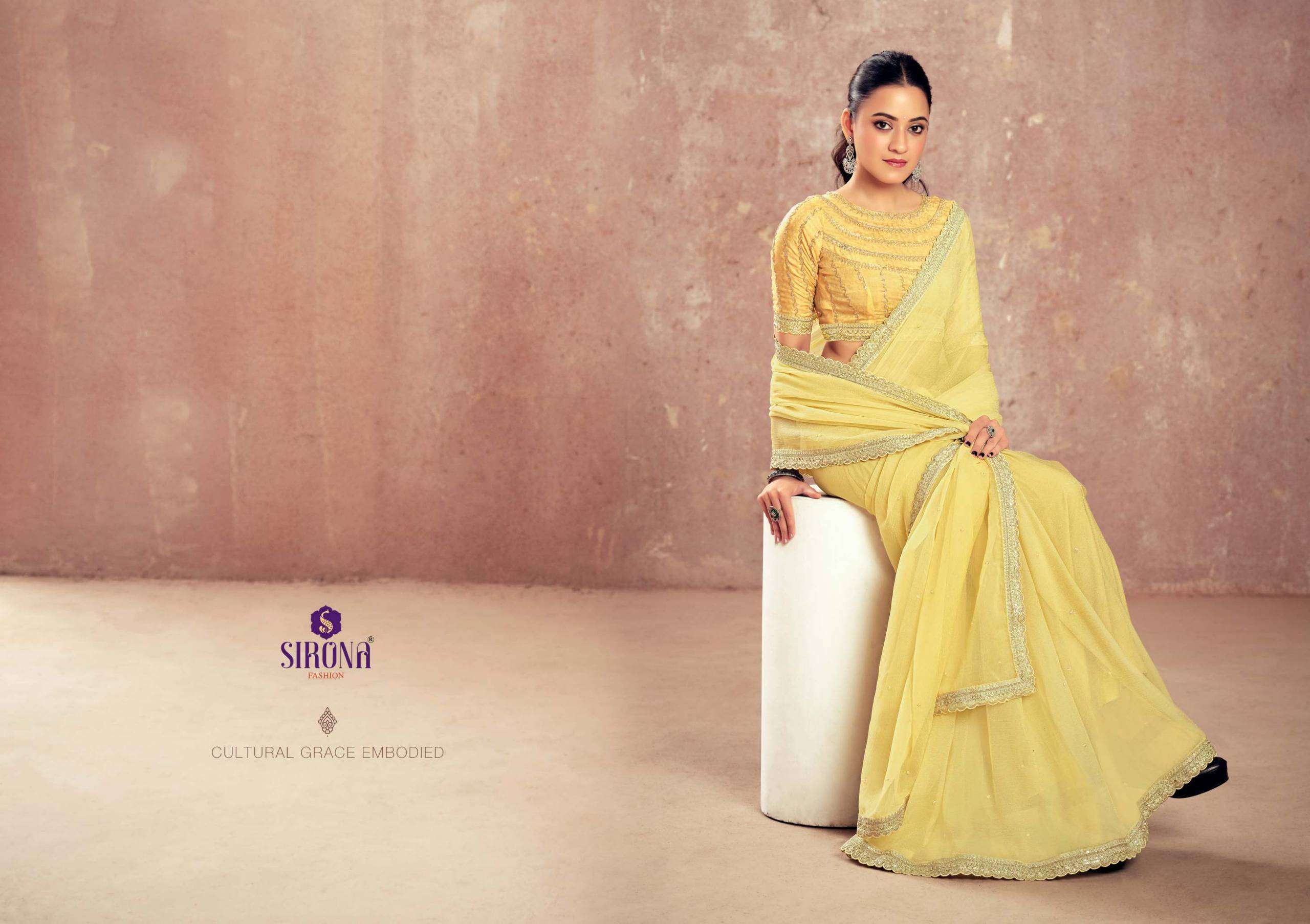 shamika by sirona fashion colors designer party wear chiffon saree supplier surat