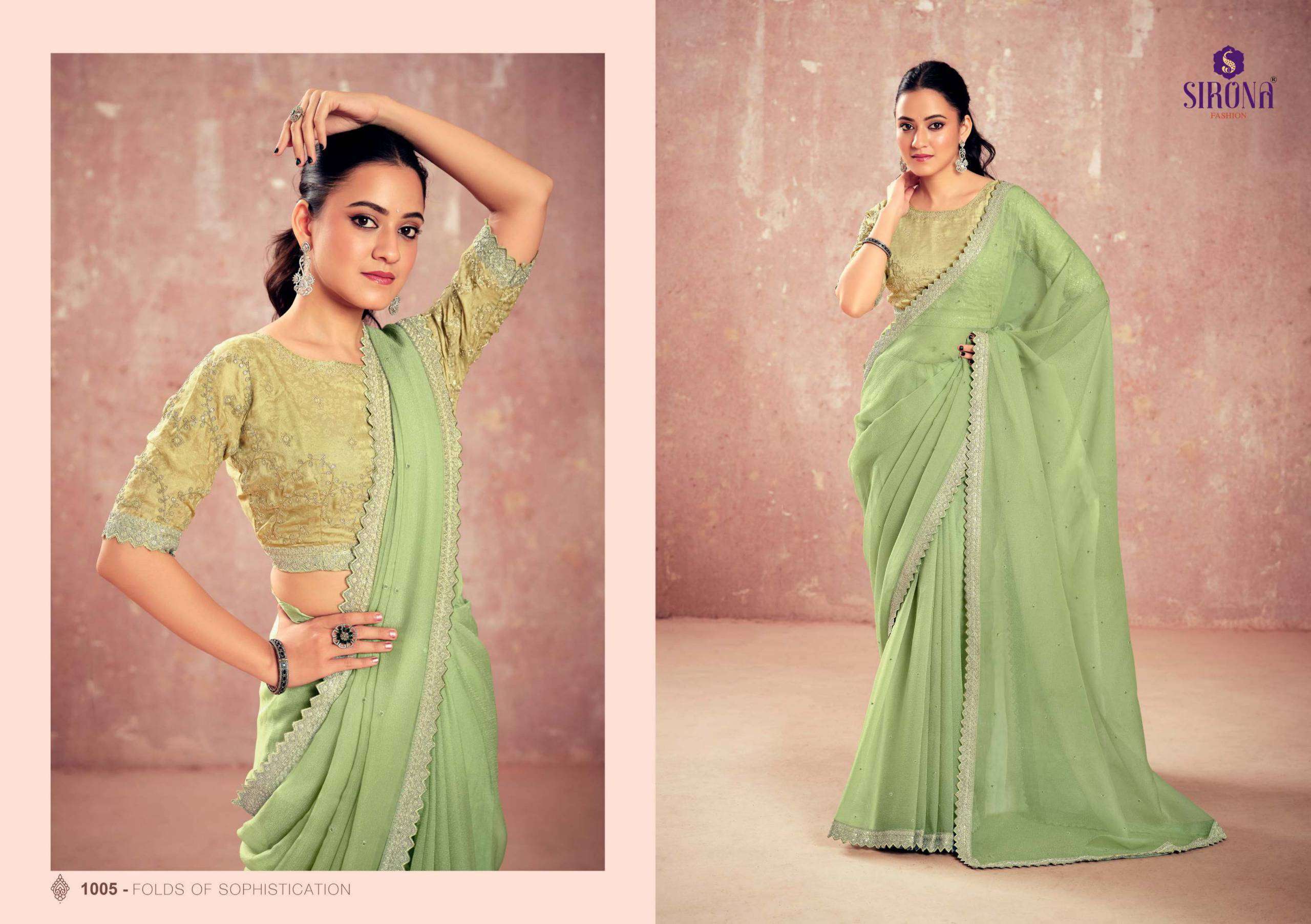 shamika by sirona fashion colors designer party wear chiffon saree supplier surat