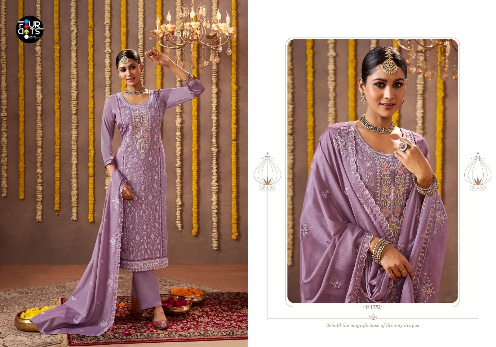 sharvani by fourdots colors exclusive designer party wear chinon suit supplier 