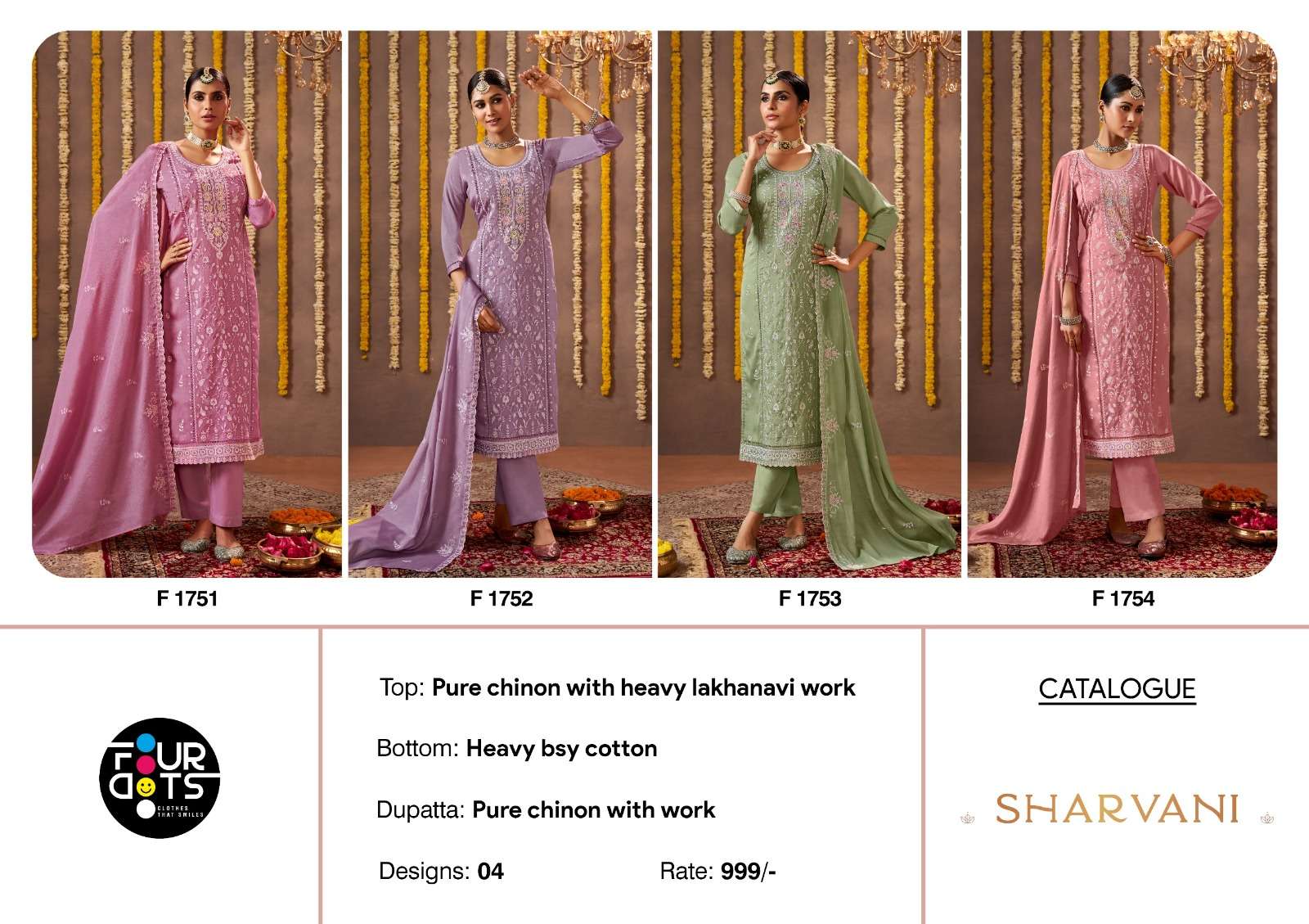 sharvani by fourdots colors exclusive designer party wear chinon suit supplier 
