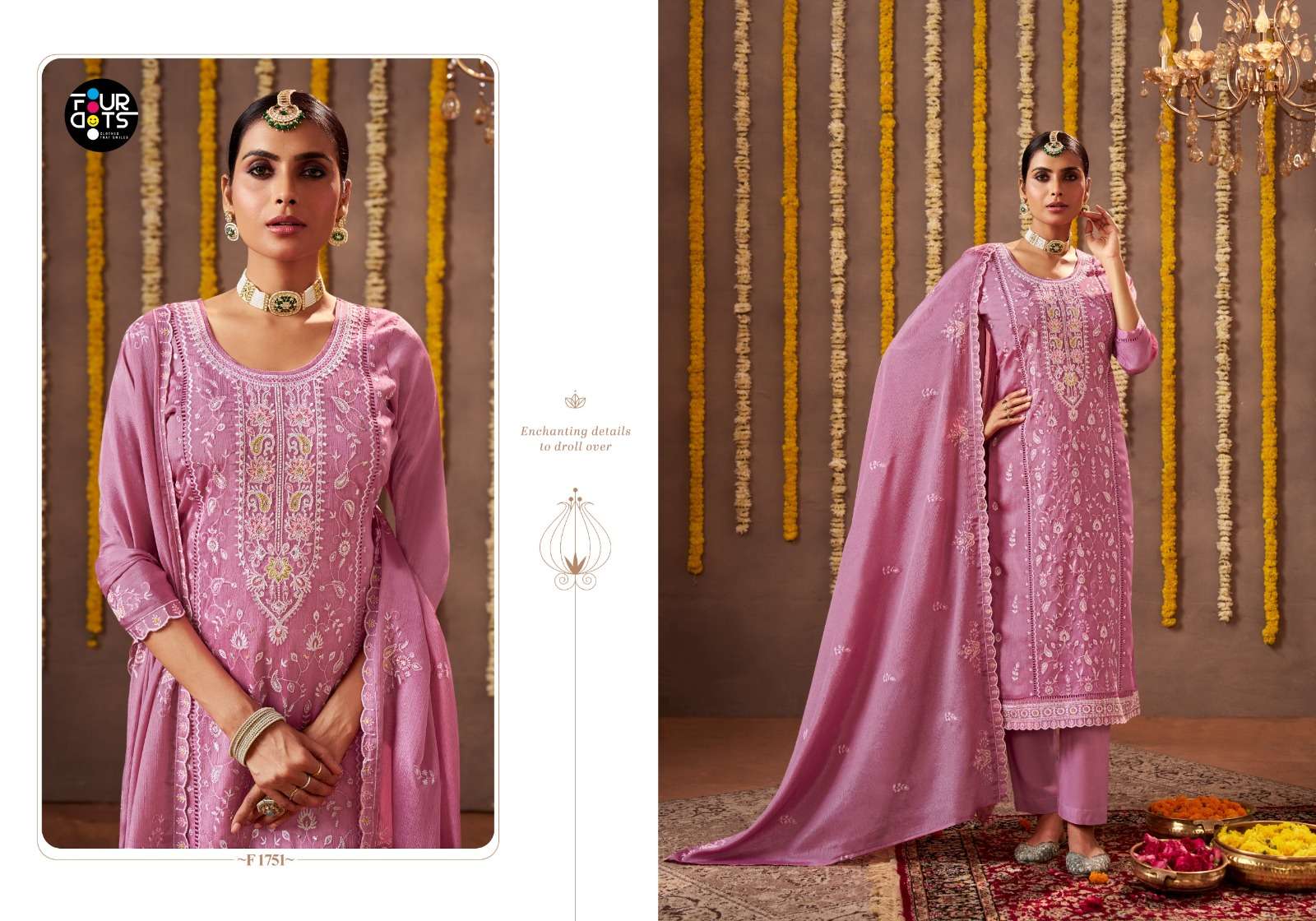 sharvani by fourdots colors exclusive designer party wear chinon suit supplier 