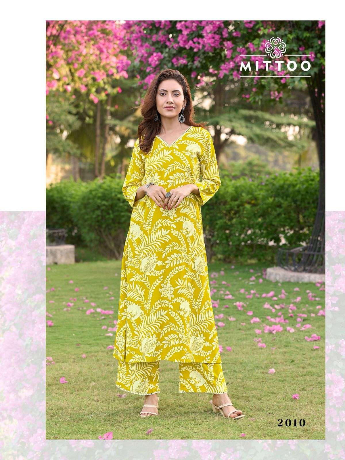 sulekha vol-2 by mittoo 1007-1012 series summer wear rayon print cord set supplier surat