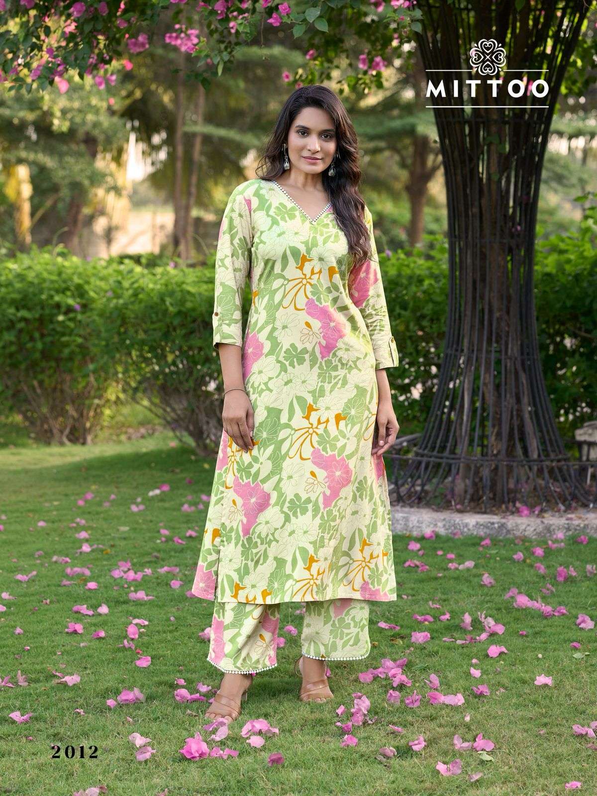 sulekha vol-2 by mittoo 1007-1012 series summer wear rayon print cord set supplier surat