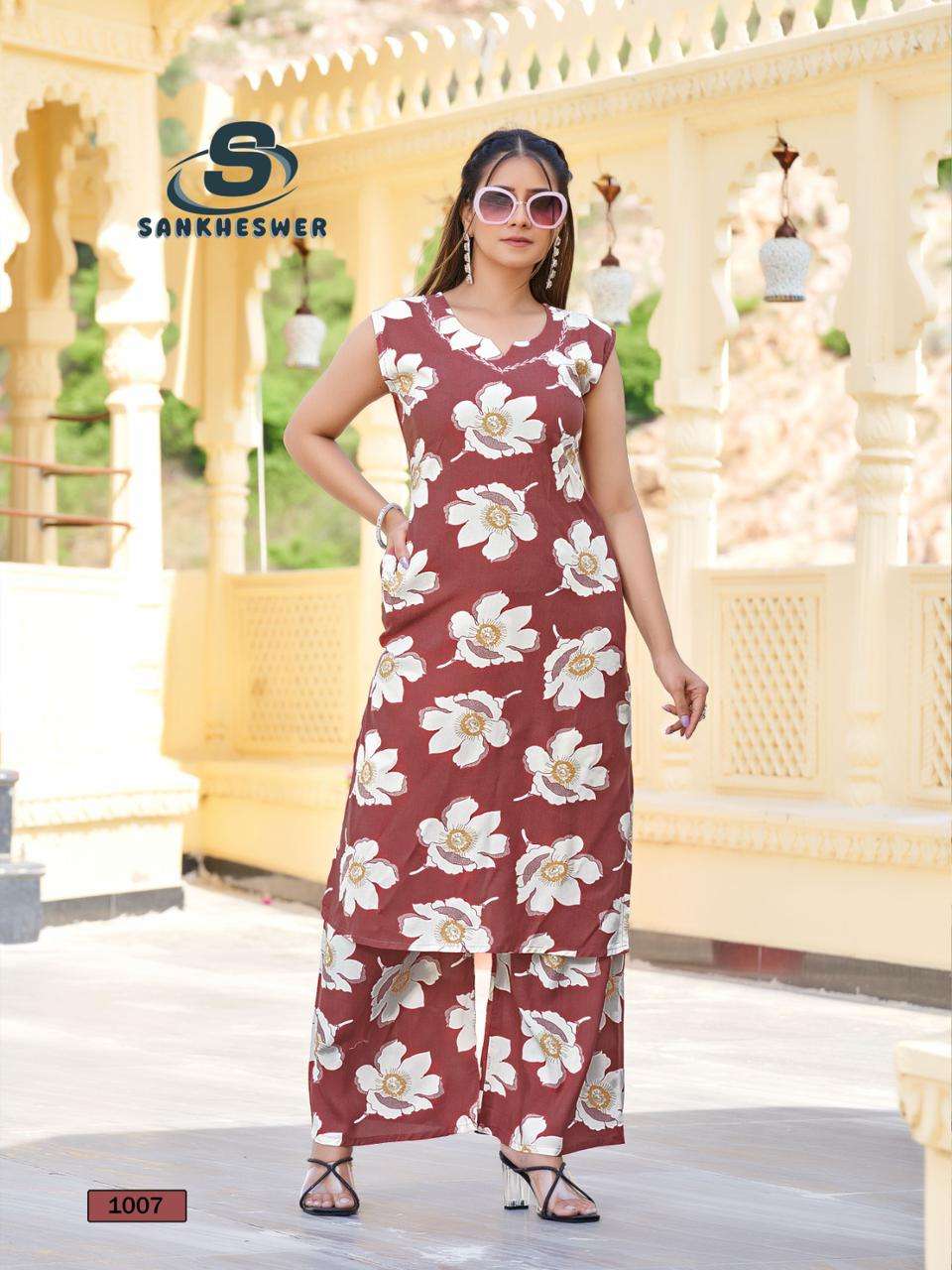 summer cool vol-1 by sankhwswer 1001-1008 series summer wear rayon printed cord set collection 