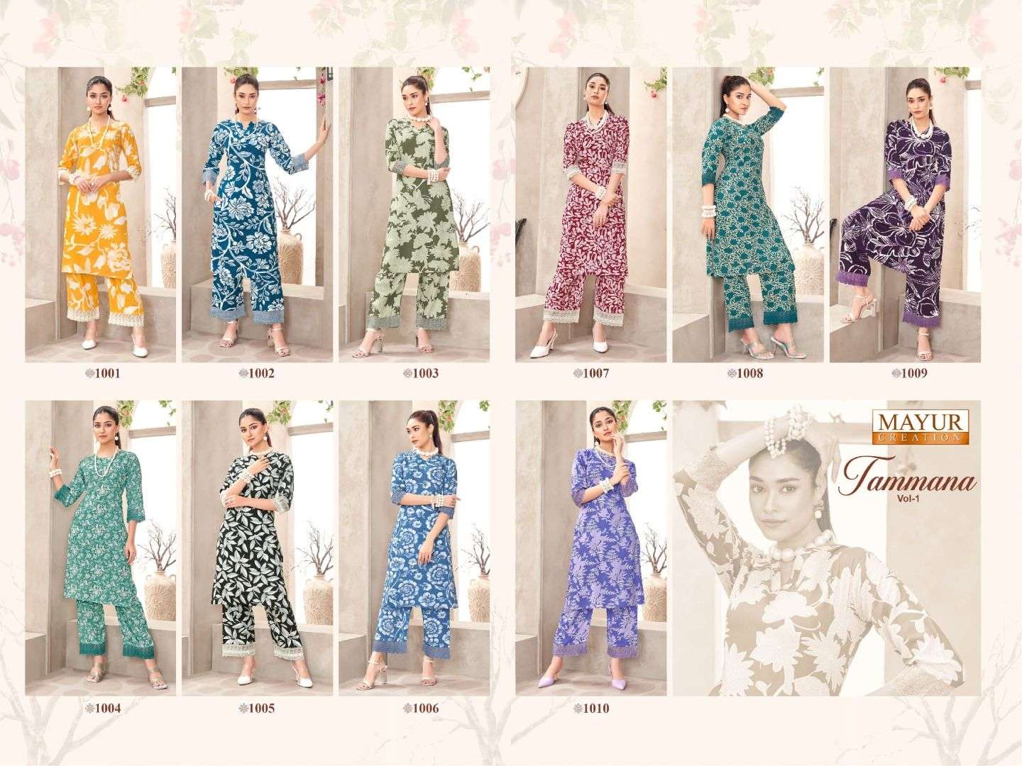 tamana vol-1 by mayur creation heavy rayon printed designer cord set supplier 