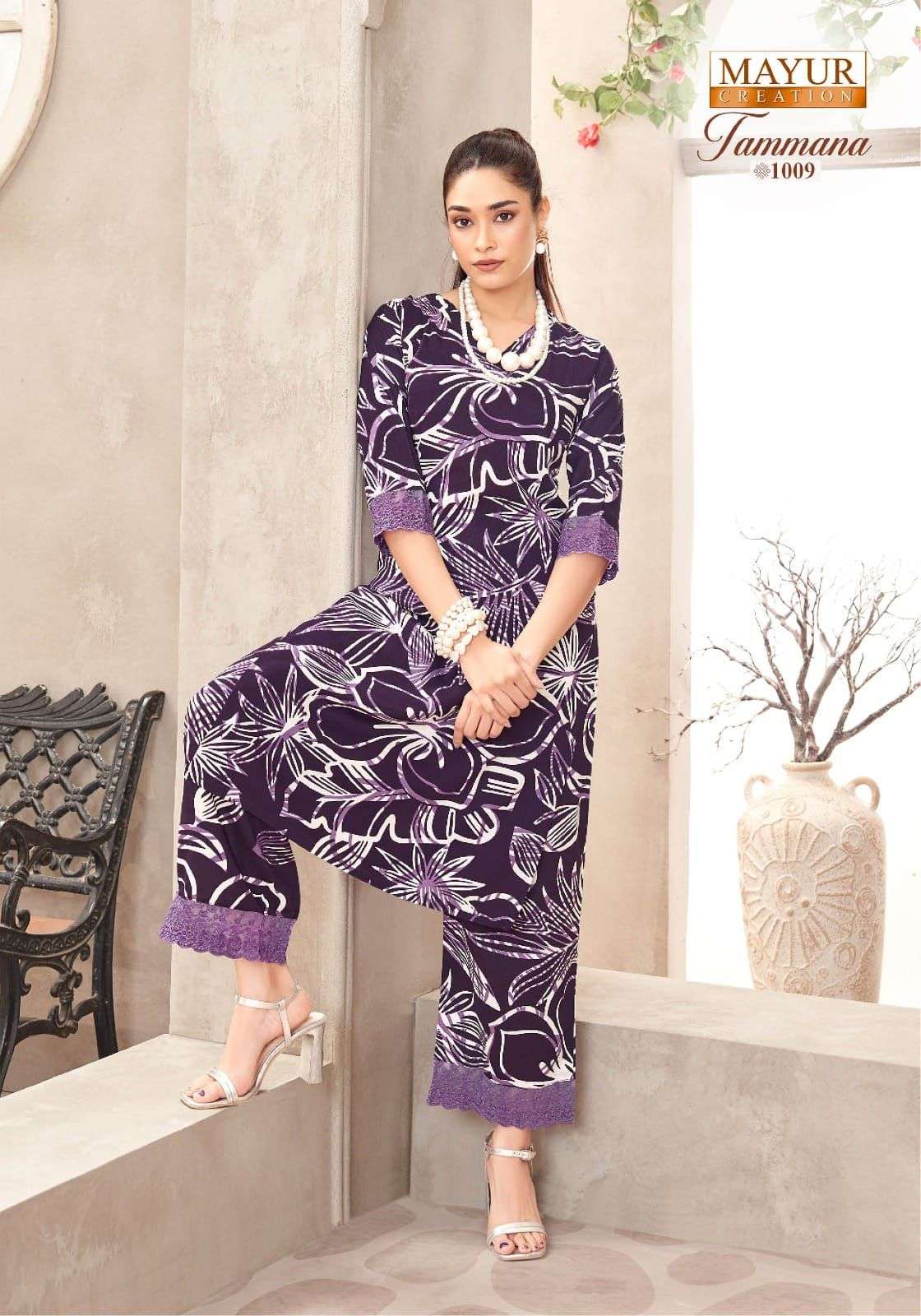 tamana vol-1 by mayur creation heavy rayon printed designer cord set supplier 