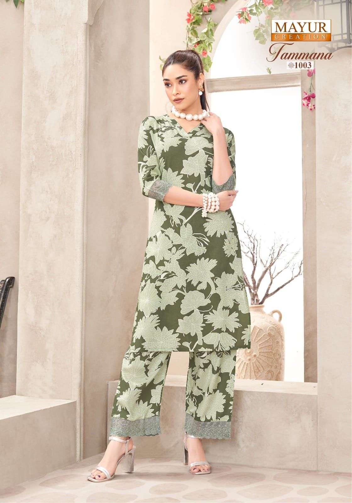 tamana vol-1 by mayur creation heavy rayon printed designer cord set supplier 