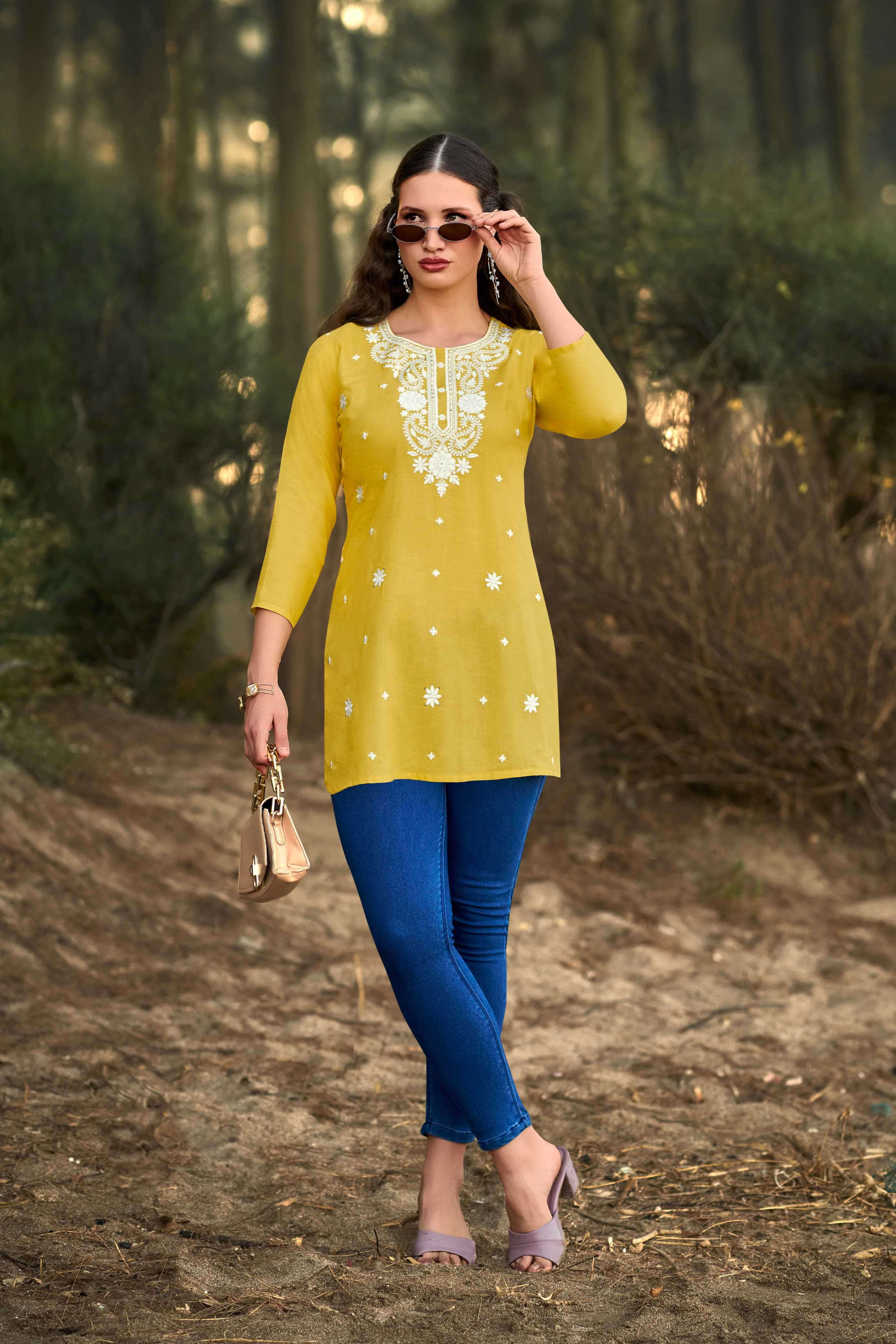 tips and tops colors vol-6 casual wear rayon short top exporter surat