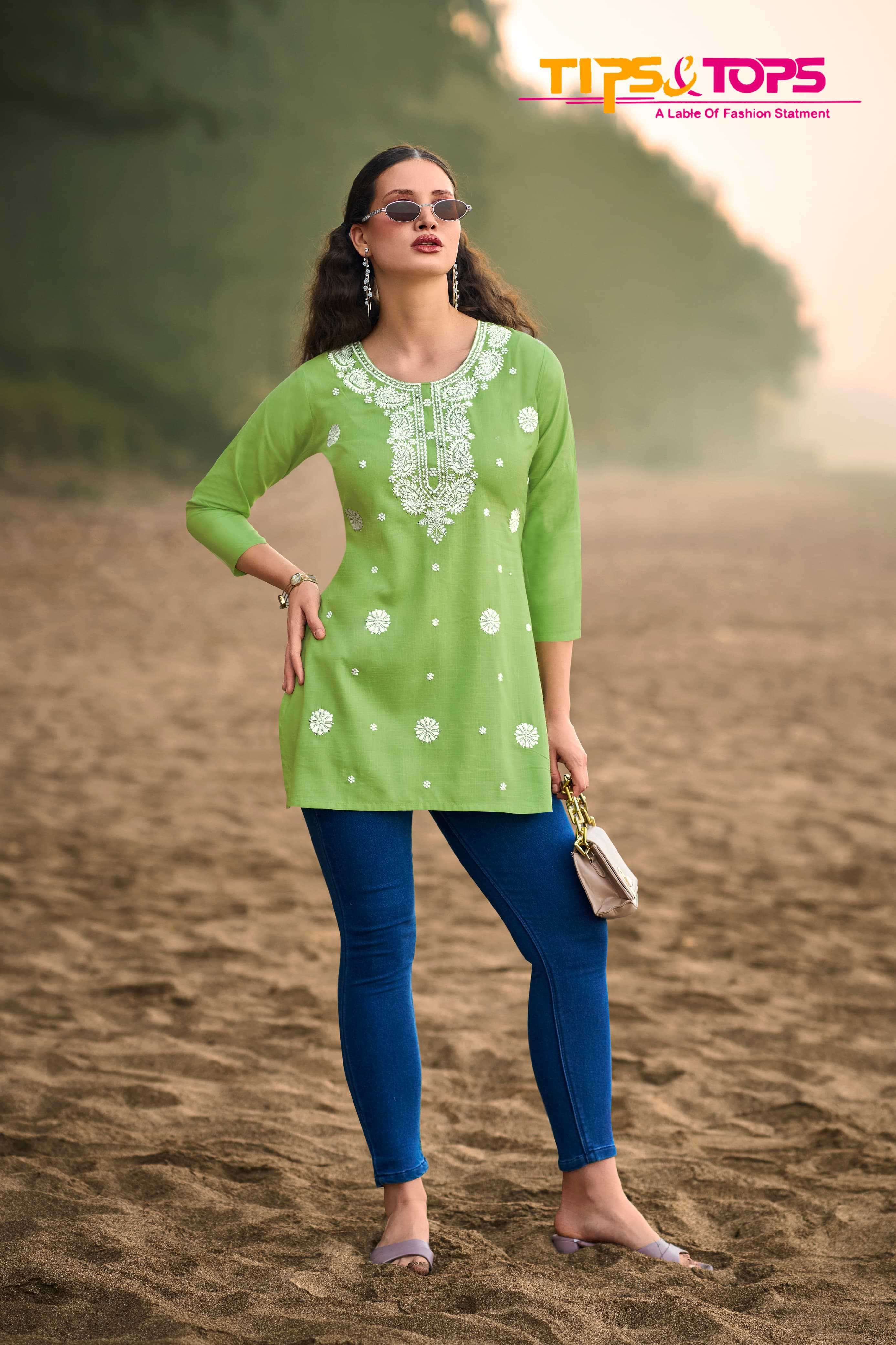 tips and tops colors vol-6 casual wear rayon short top exporter surat