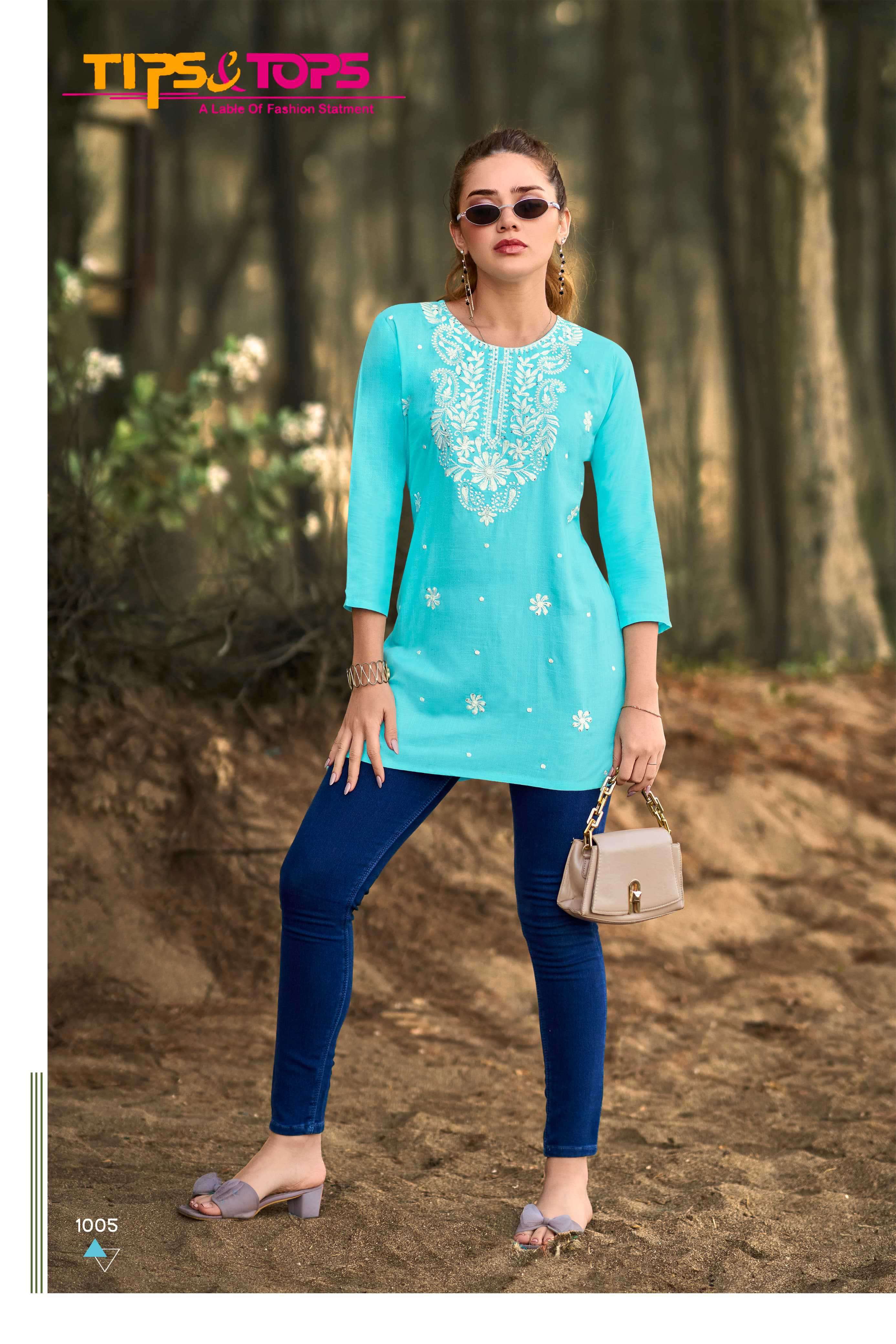 tips and tops colors vol-6 casual wear rayon short top exporter surat