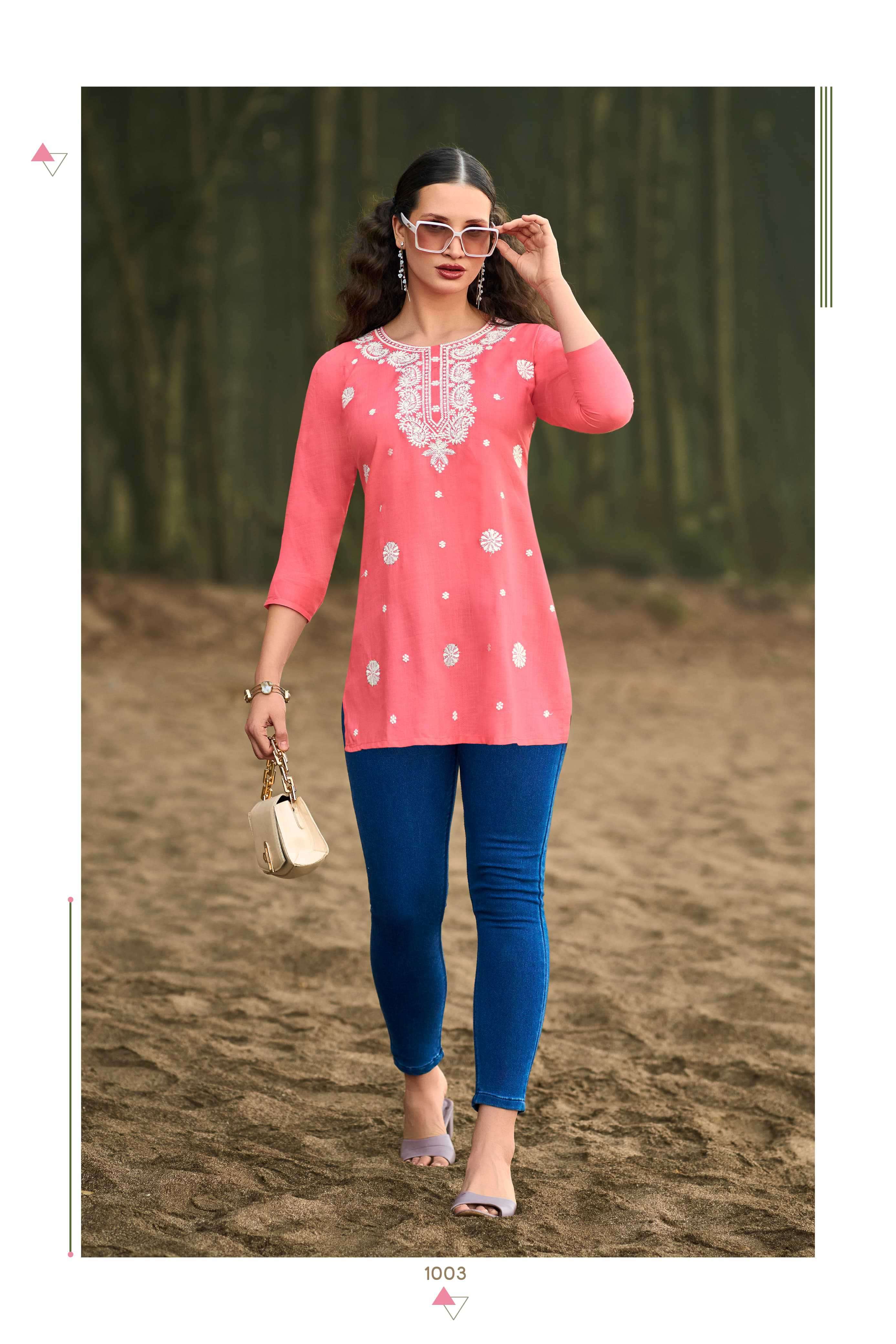 tips and tops colors vol-6 casual wear rayon short top exporter surat