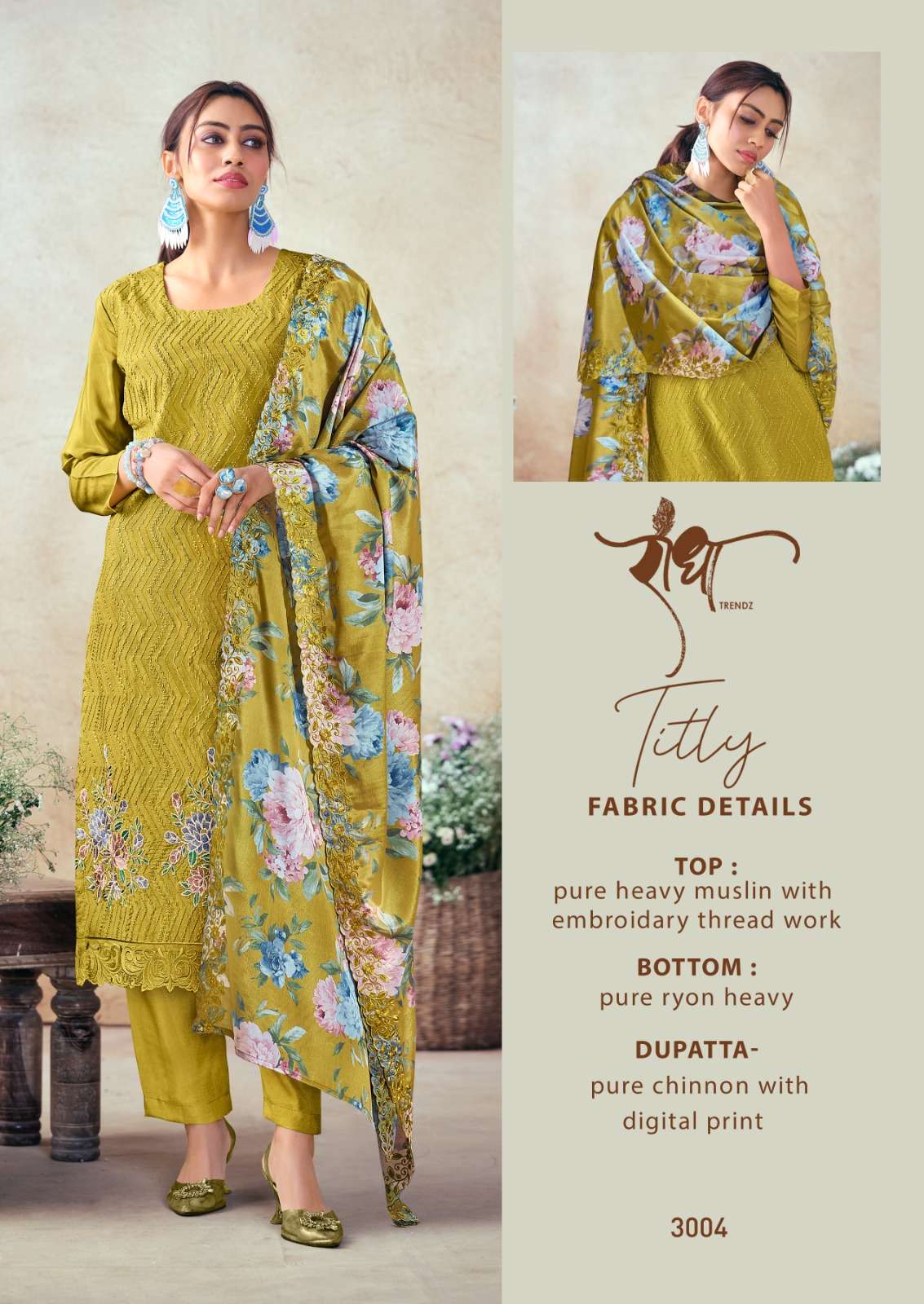 titly by radha trendz colors exclusive designer muslin with thread work suit collection surat