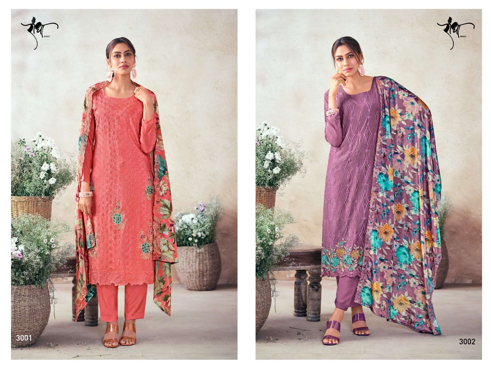 titly by radha trendz colors exclusive designer muslin with thread work suit collection surat