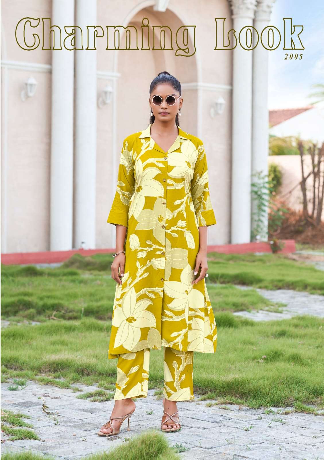 trendy touch vol-2 by tips&tops 2001-2006 series rayon printed cord set exporter surat