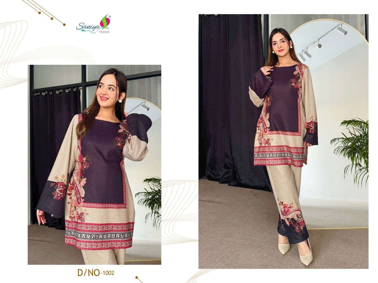 turkish print coad set vol-1 by saniya stylish party wear modal cord set supplier 