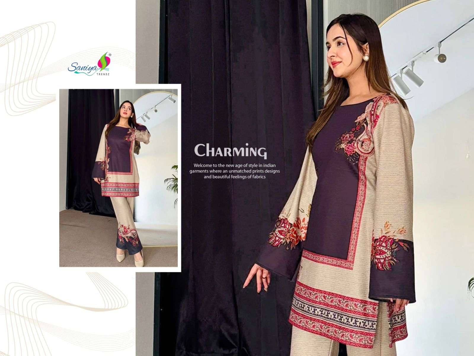 turkish print coad set vol-1 by saniya stylish party wear modal cord set supplier 