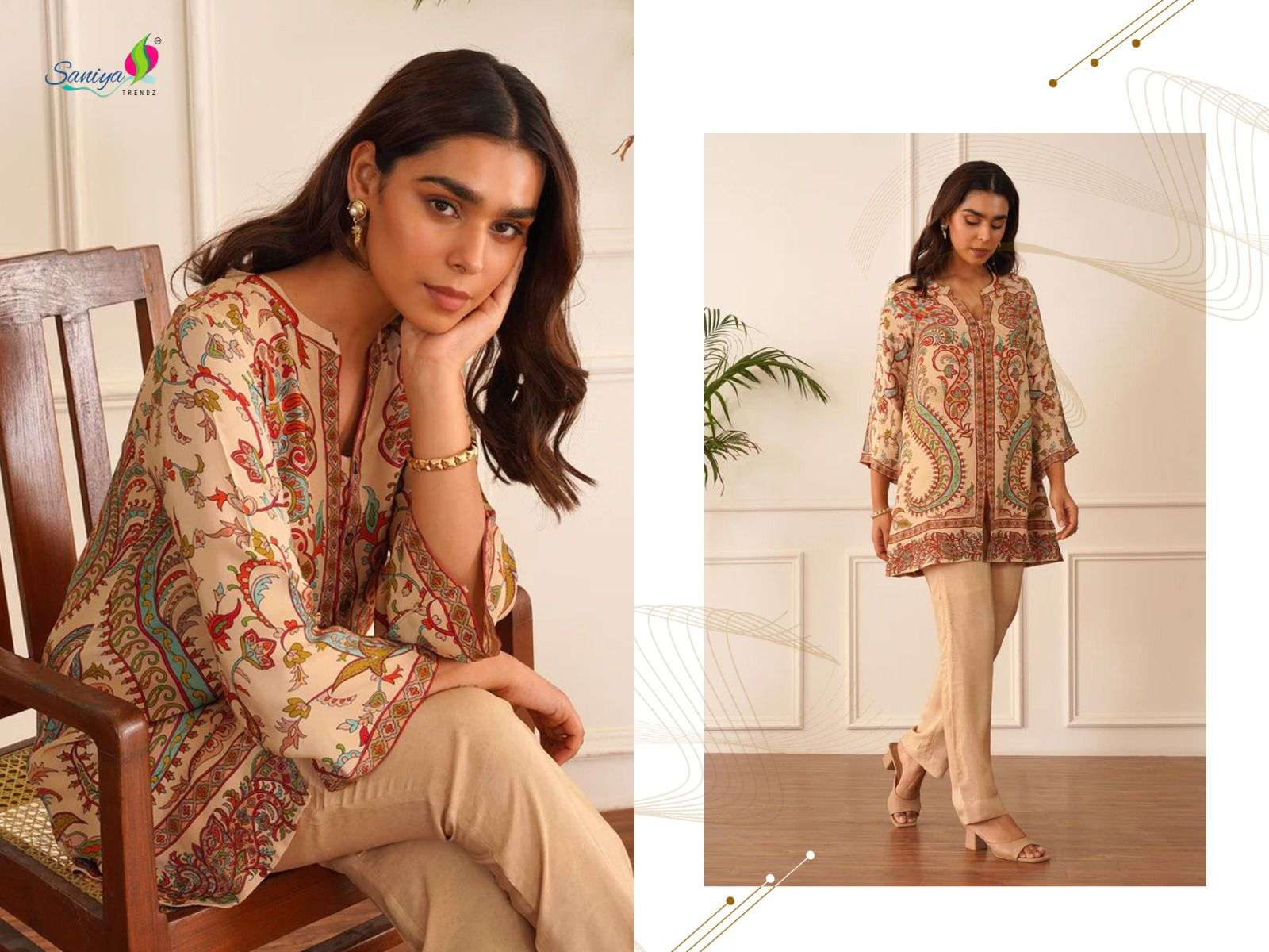 turkish print coad set vol-1 by saniya stylish party wear modal cord set supplier 