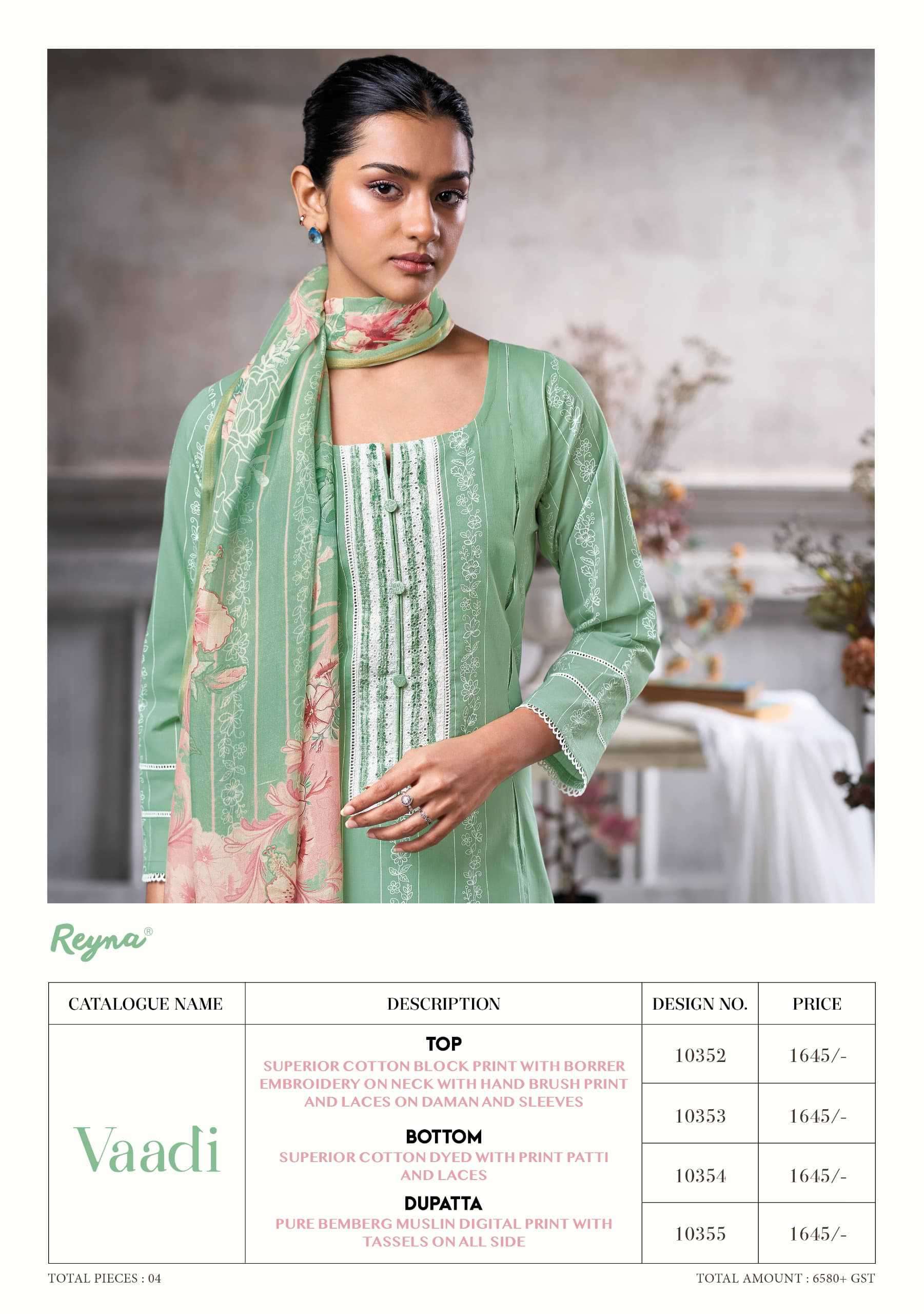 vaadi by reyna colors casual wear cotton witn embroidered suit supplier 