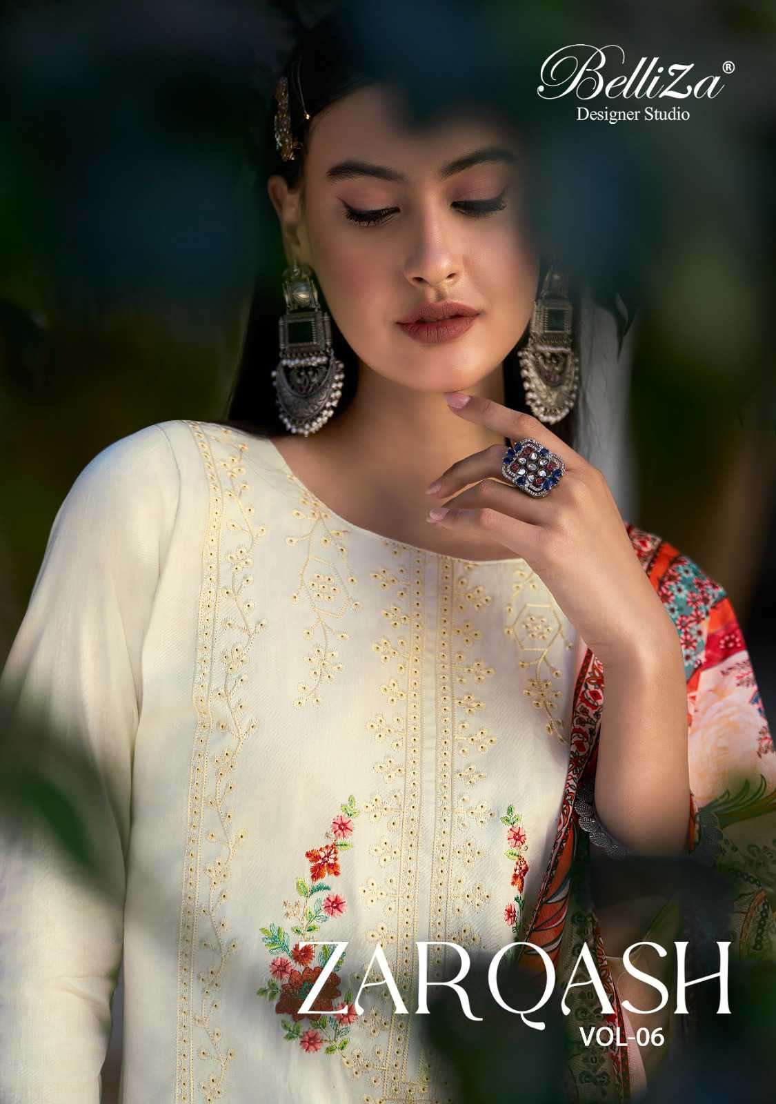 zarqash vol-6 by belliza designer colors latest designer casual wear suits supplier surat