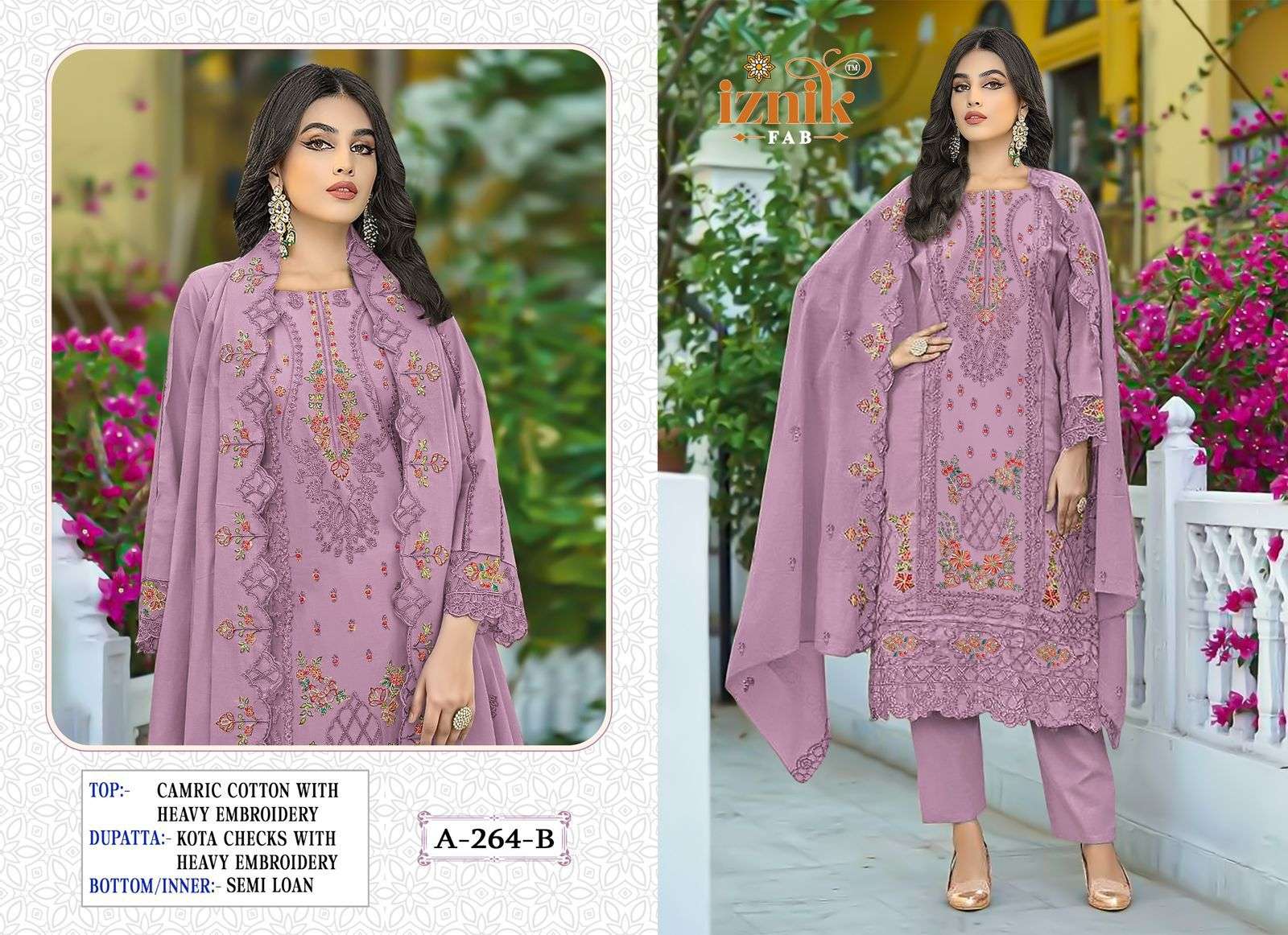 264 by iznik colors exclusive designer party wear embroidered suit wholesaler 