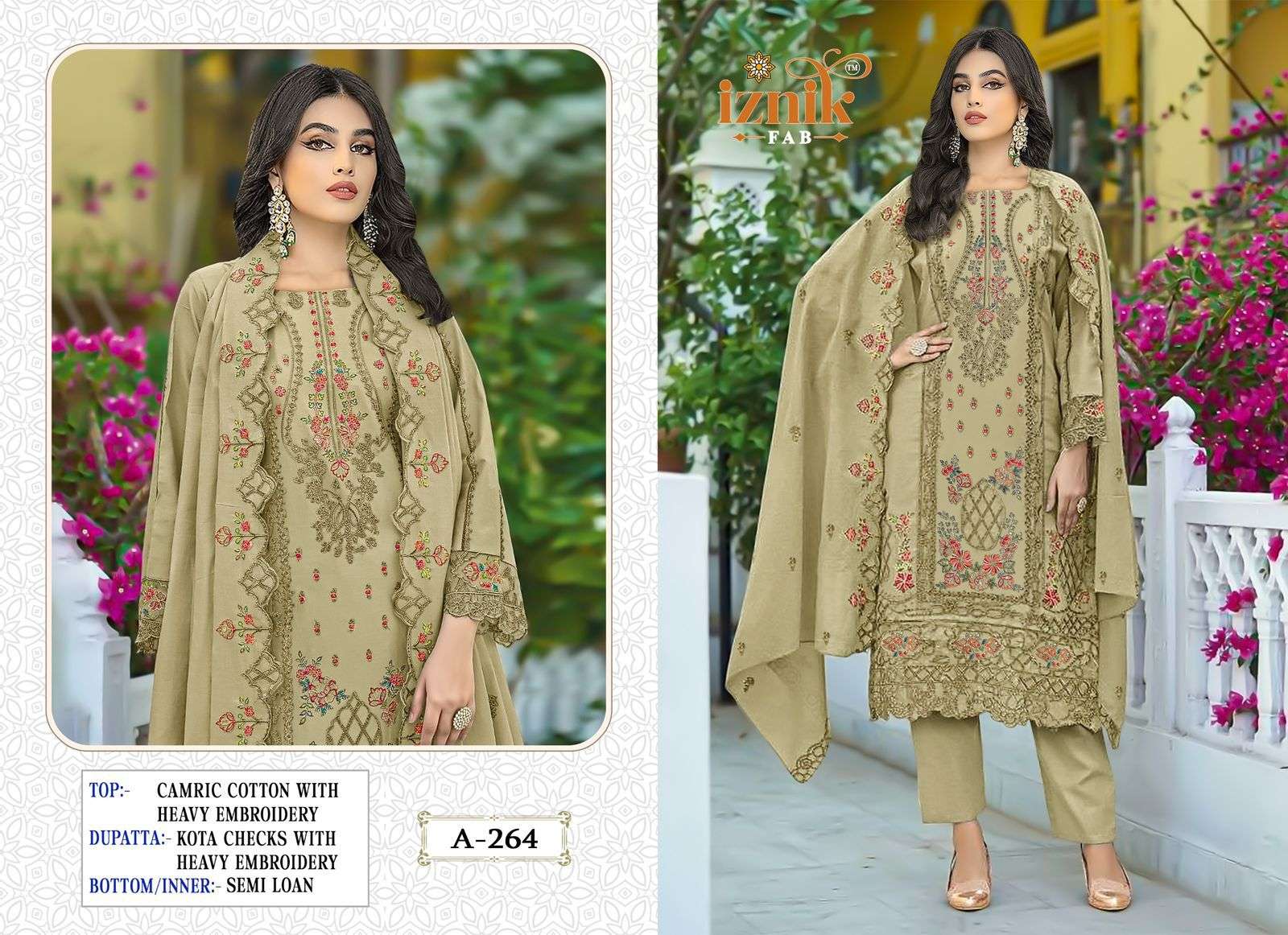 264 by iznik colors exclusive designer party wear embroidered suit wholesaler 