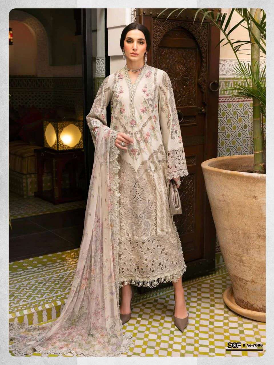 aliya b vol-7 by shree om fab colors latest designer lawn pakistani salwar suit wholesaler 