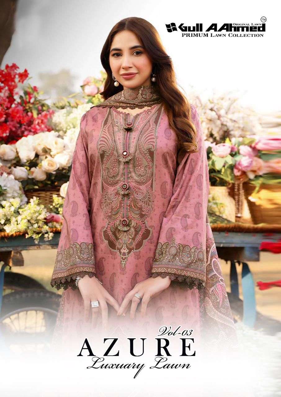 azure vol-3 by gull aahmed colors designer casual wear lawn pakistani suit supplier 